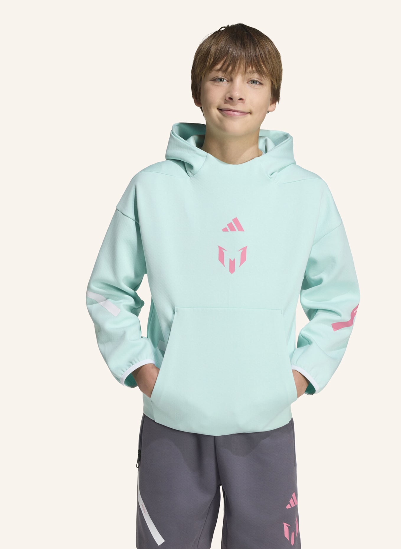 adidas MESSI ZNE HOODIE KIDS SWEATSHIRT: GRÜN