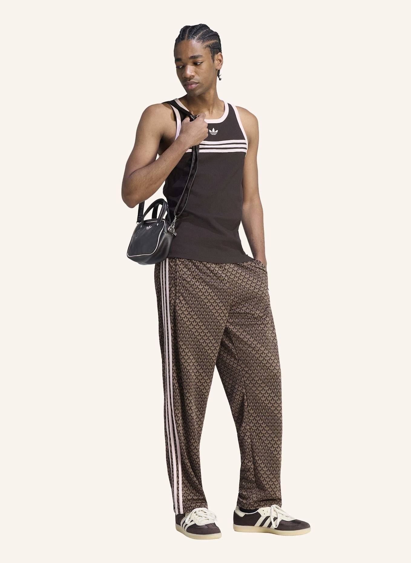 adidas Originals FIREBIRD MONOGRAM TRAININGSHOSE, LOCKER GESCHNITTEN: BRAUN/ PINK