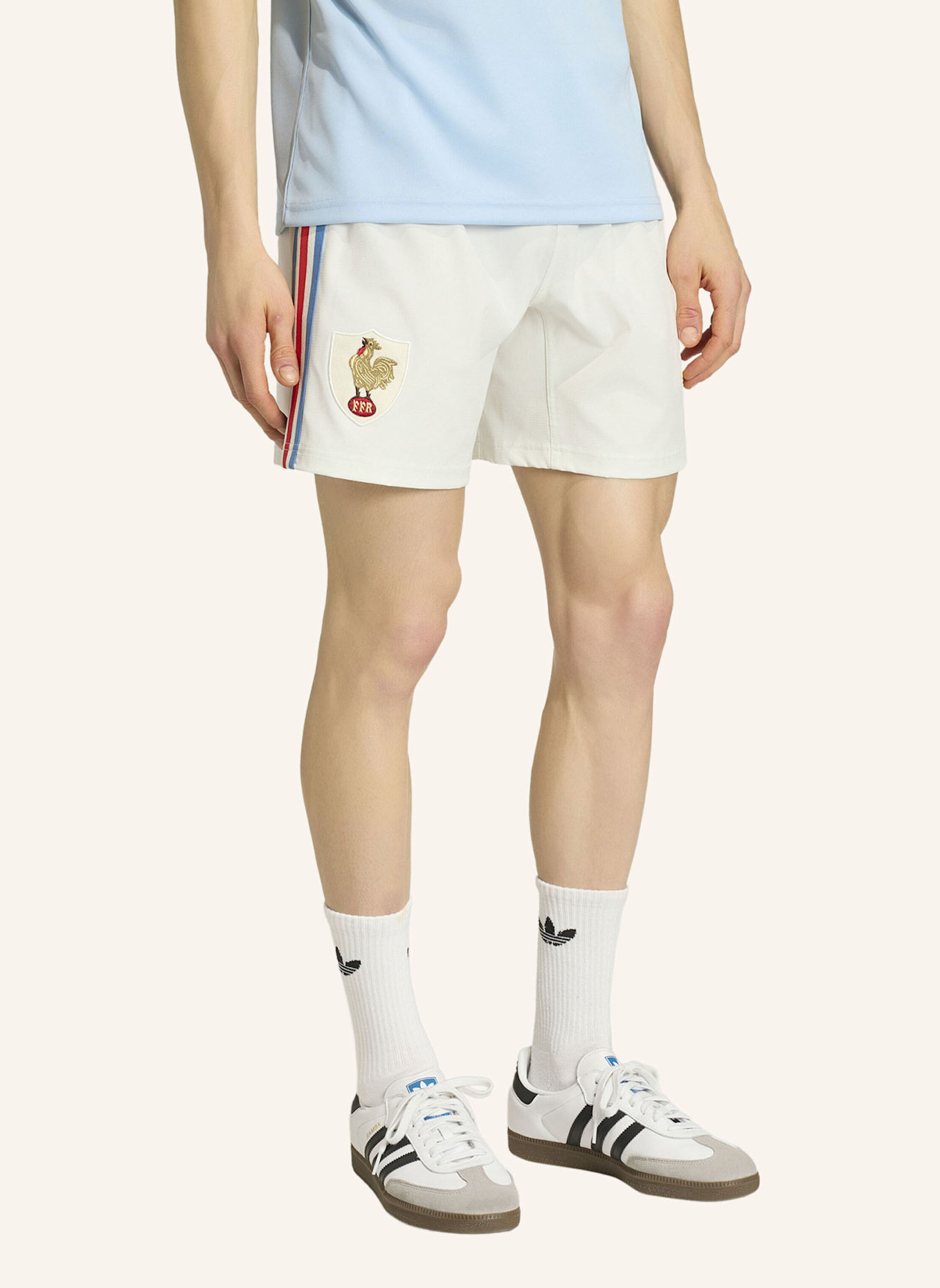 adidas FRANKREICH RUGBY 120 YEARS CRUNCH REPLICA SHORTS: WEISS