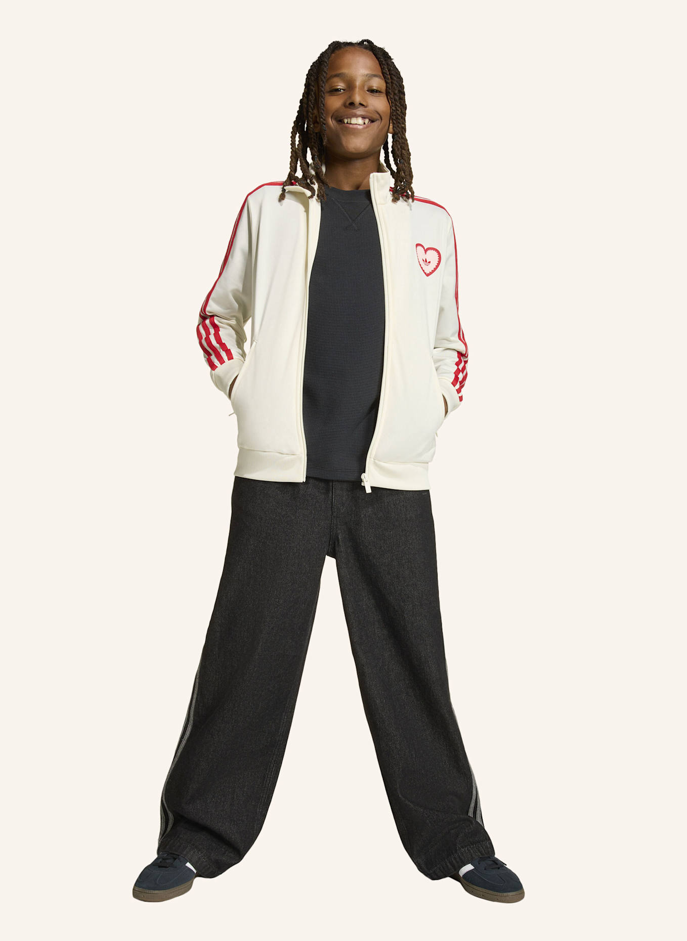 adidas Originals FIREBIRD HEART ORIGINALS JACKE, LOCKER GESCHNITTEN: WEISS/ ROT