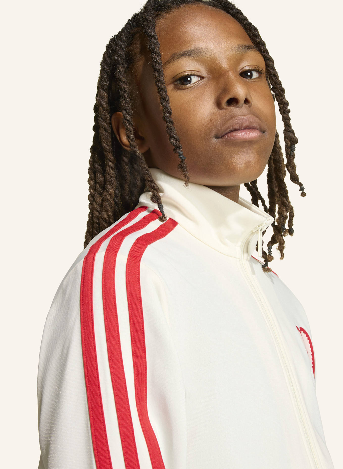 adidas Originals FIREBIRD HEART ORIGINALS JACKE, LOCKER GESCHNITTEN: WEISS/ ROT