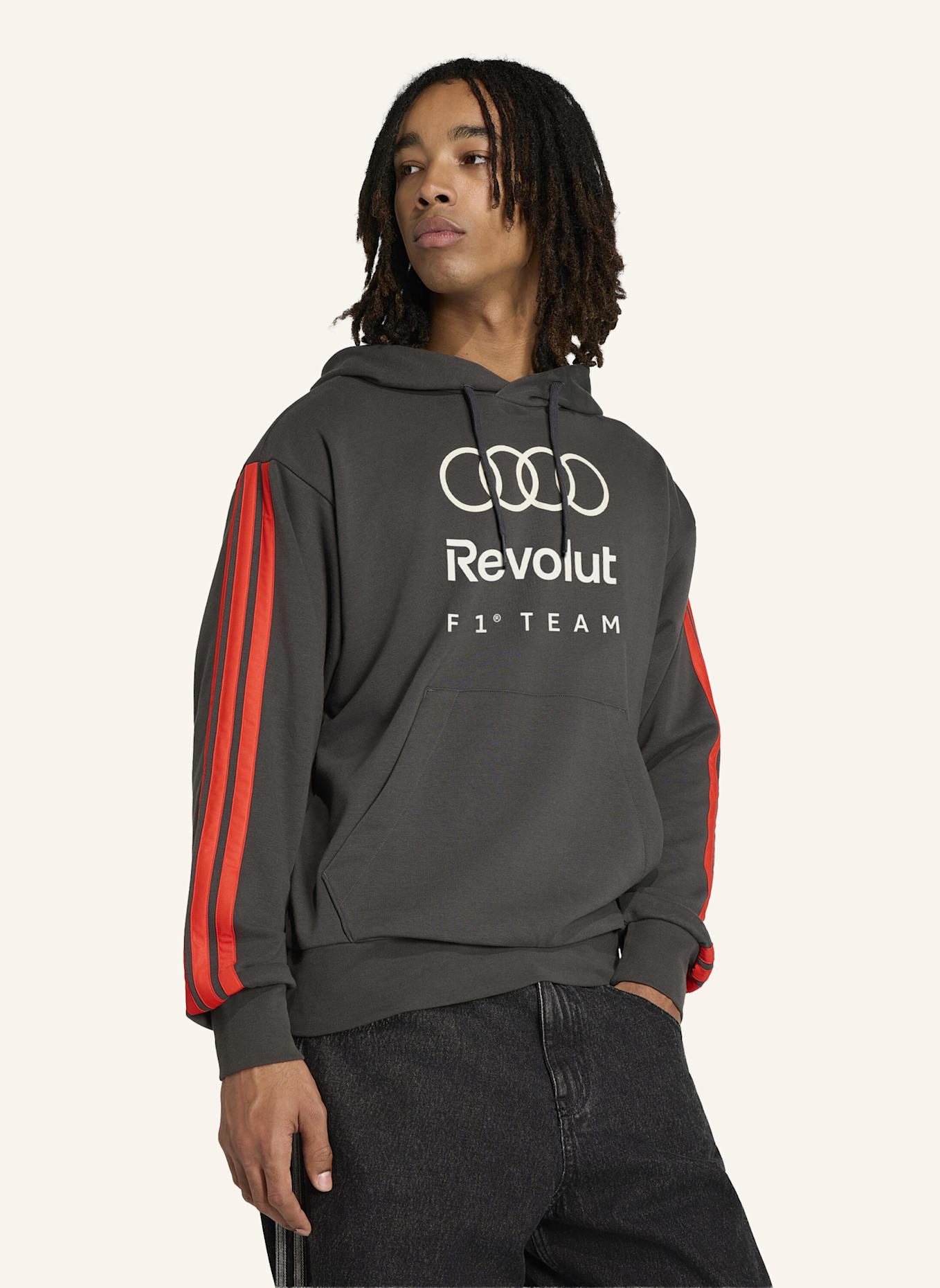 adidas AUDI REVOLUT F1 TEAM DNA FRENCH TERRY HOODIE: SCHWARZ