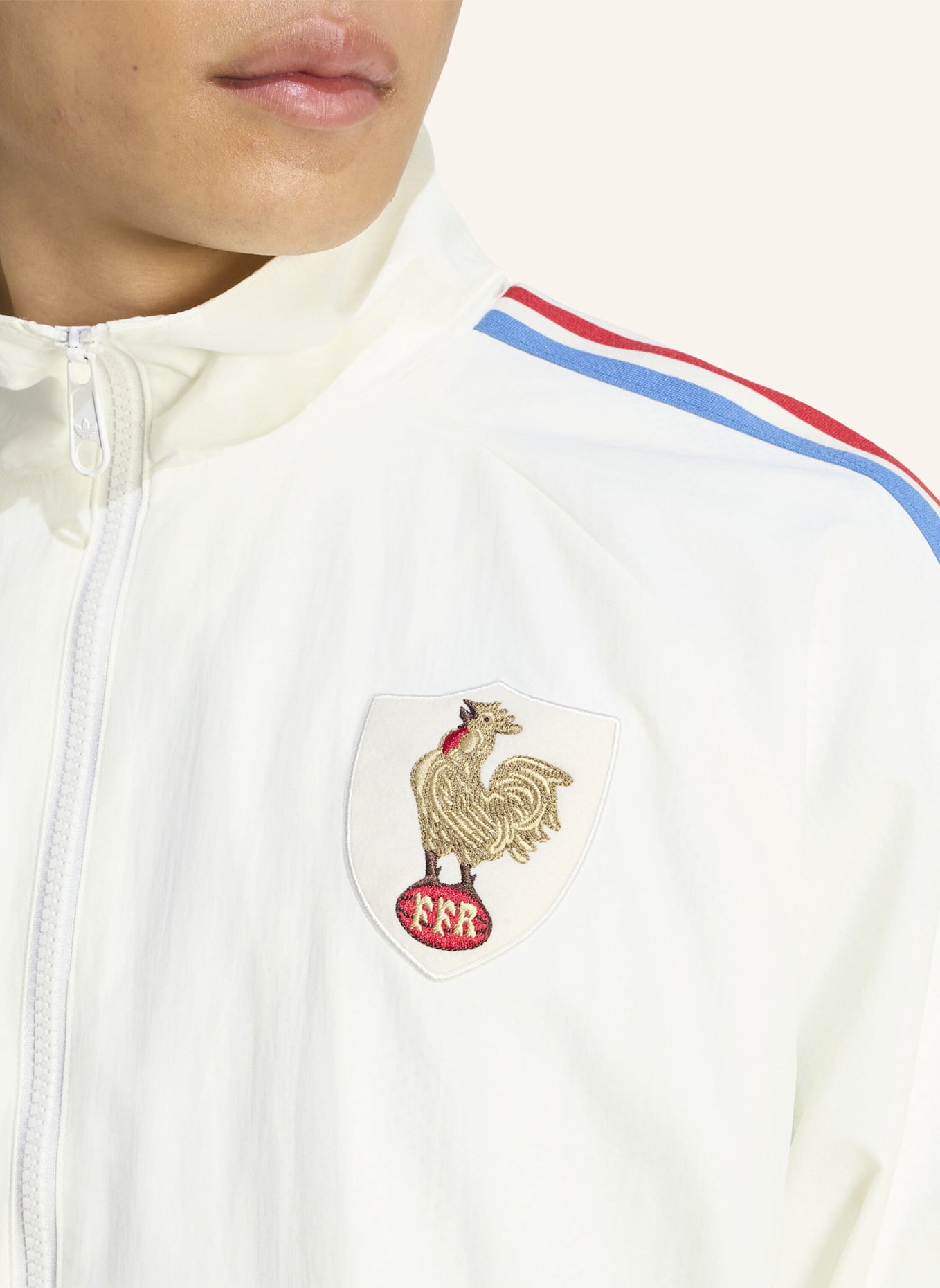 adidas FRANKREICH RUGBY 120 YEARS CRUNCH ANTHEM JACKE: WEISS