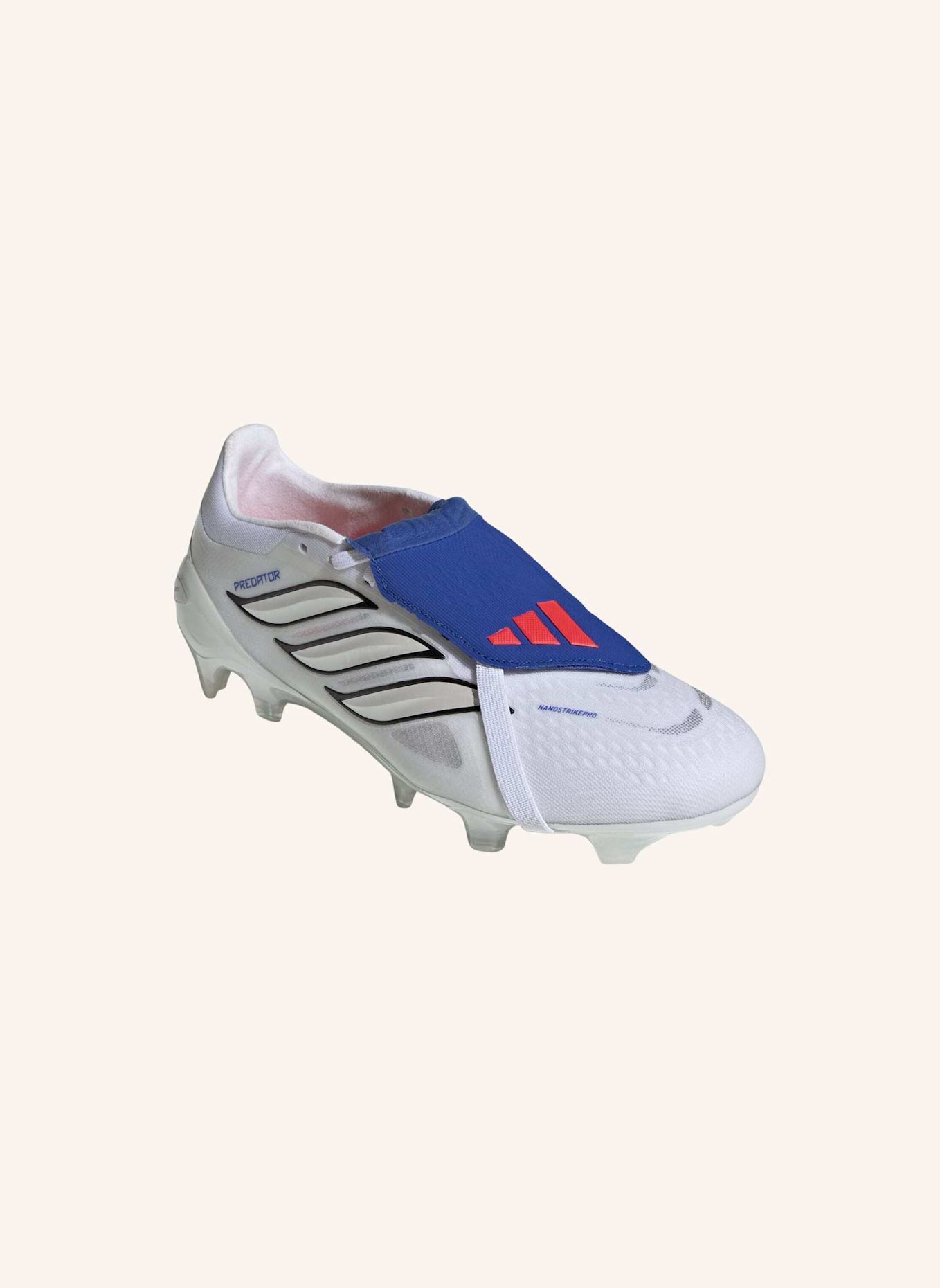 adidas PREDATOR PRO FOLD-OVER TONGUE FIRM GROUND FUSSBALLSCHUH: WEISS/ BLAU
