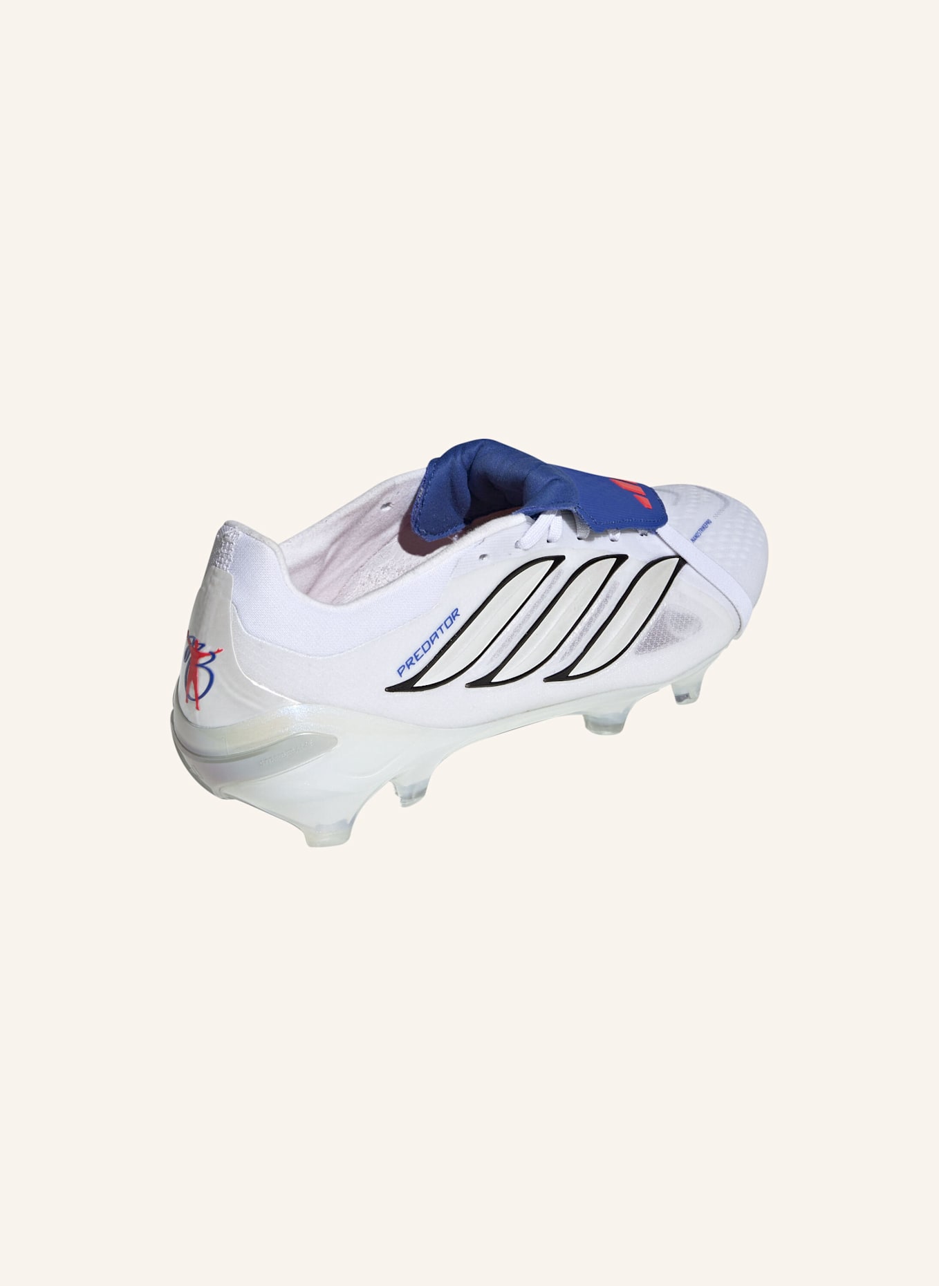 adidas PREDATOR PRO FOLD-OVER TONGUE FIRM GROUND FUSSBALLSCHUH: WEISS/ BLAU