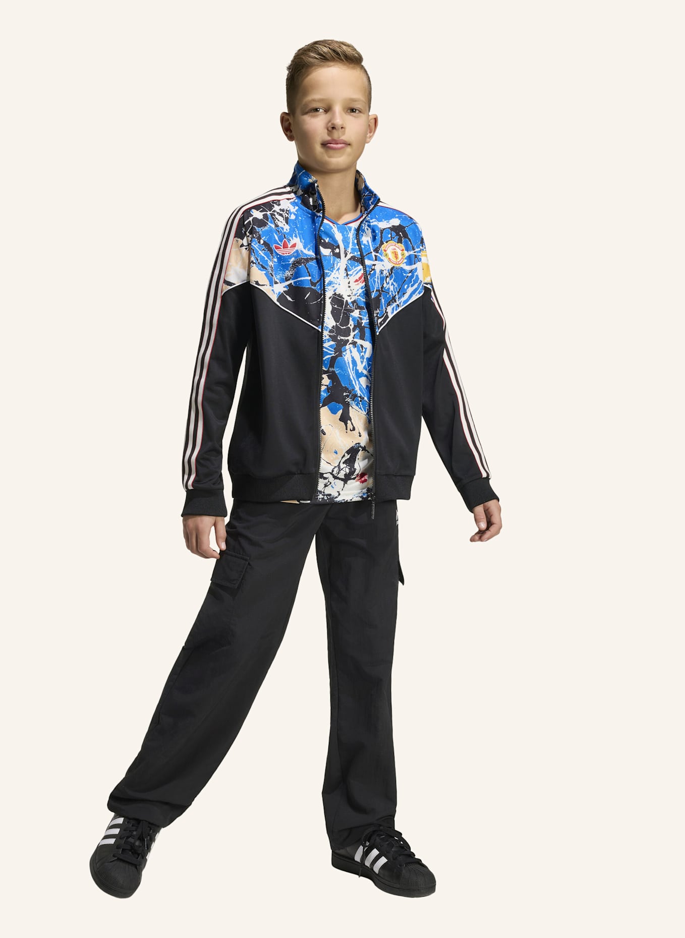 adidas MANCHESTER UNITED STONE ROSES KIDS TRAININGSJACKE: SCHWARZ