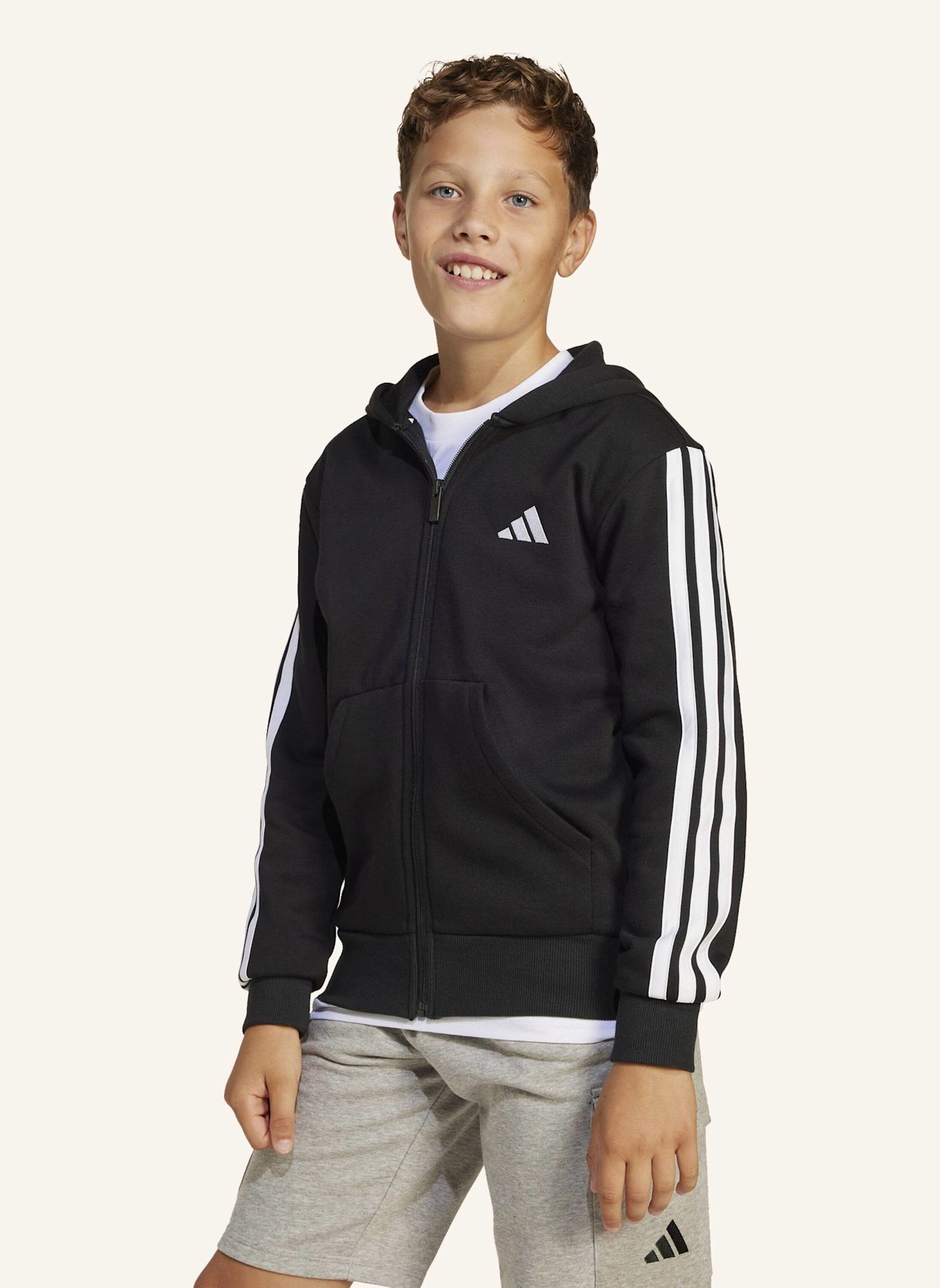 adidas Sweatjacke ESSENTIALS FULL ZIP: SCHWARZ/ WEISS