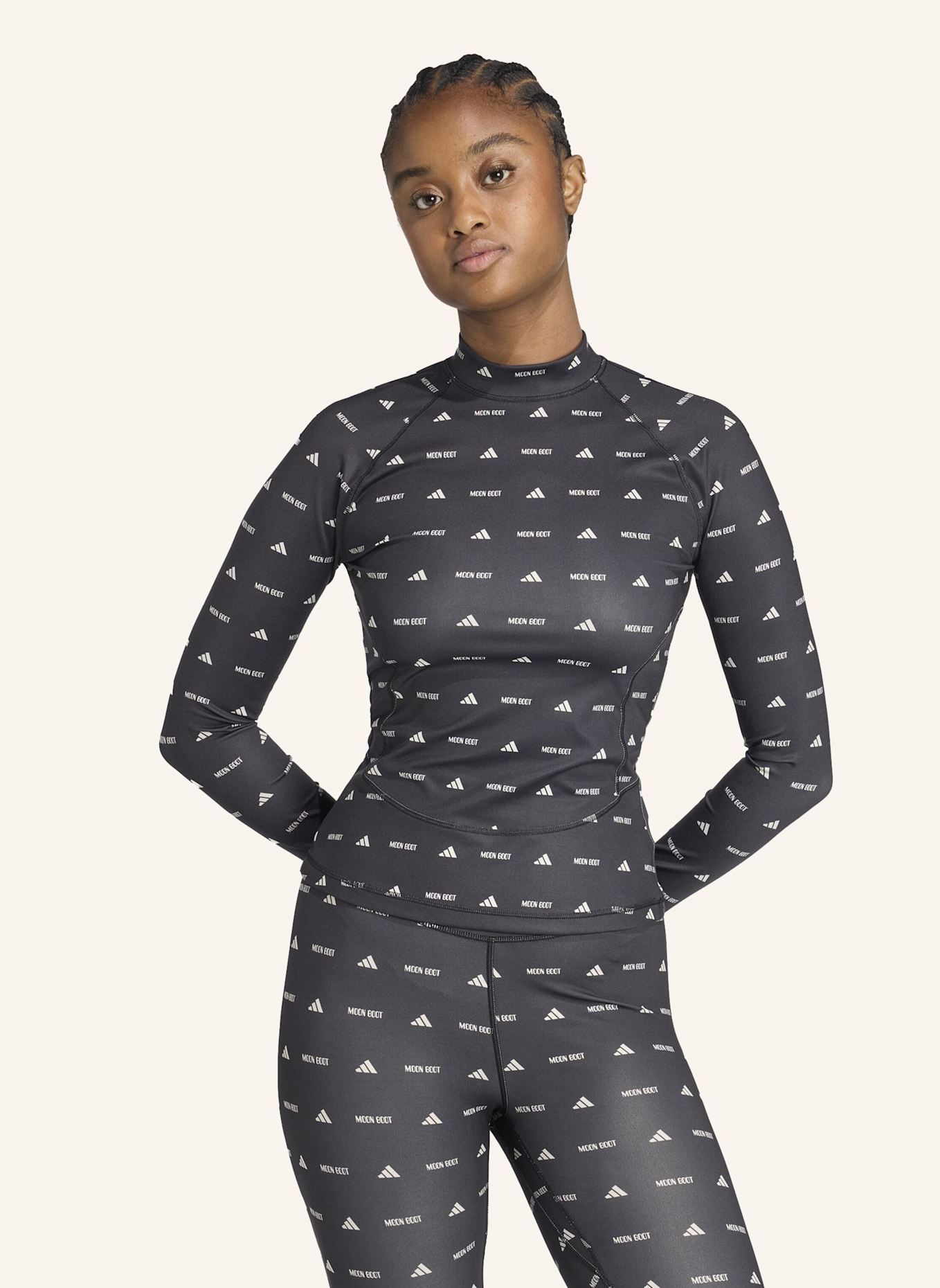 adidas ADIDAS X MOON BOOT LANGÄRMLIGES SHIRT, ENG ANLIEGEND: SCHWARZ/ GRAU