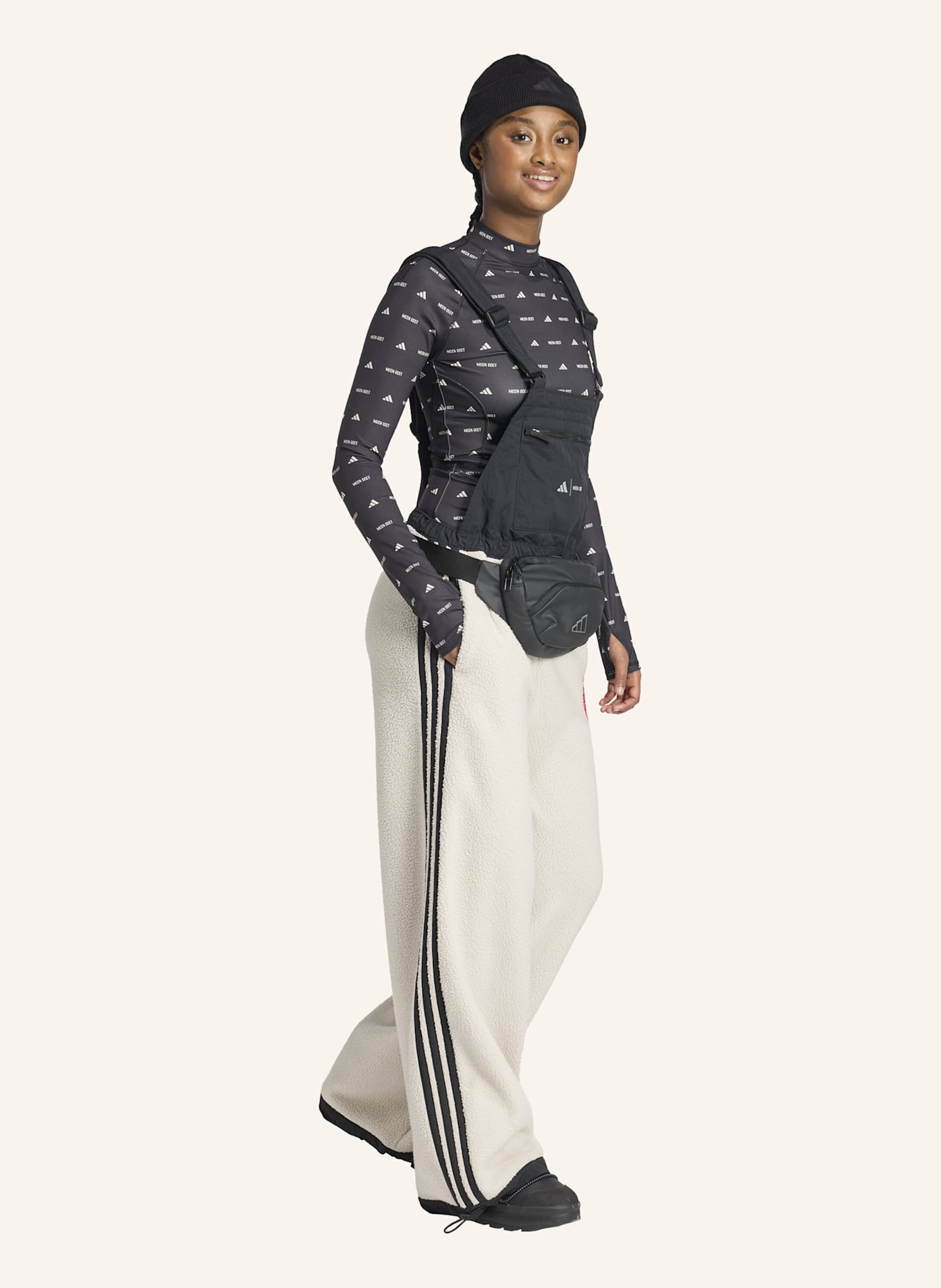 adidas ADIDAS X MOON BOOT LANGÄRMLIGES SHIRT, ENG ANLIEGEND: SCHWARZ/ GRAU