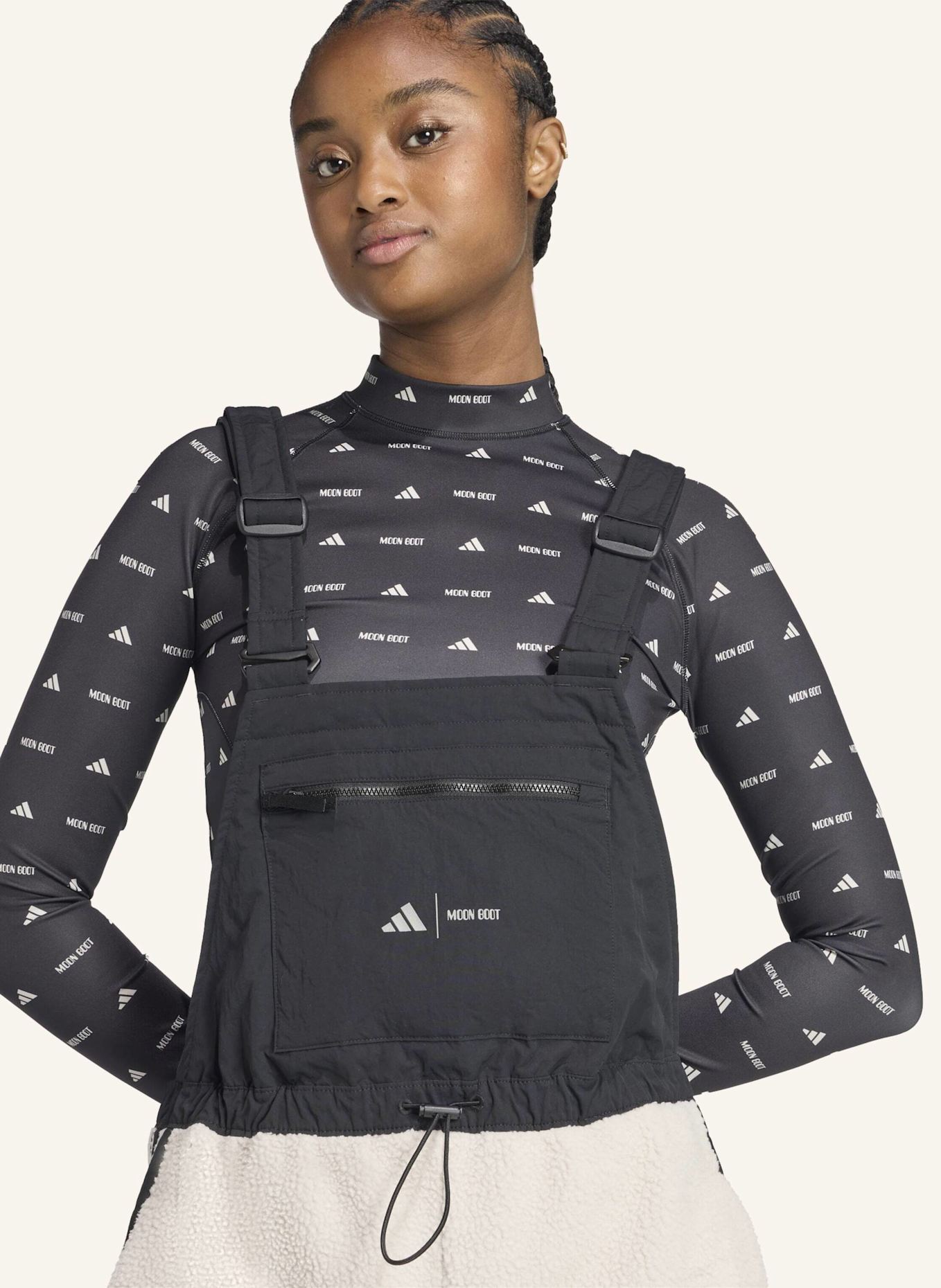 adidas Latzhose im Materialmix: GRAU