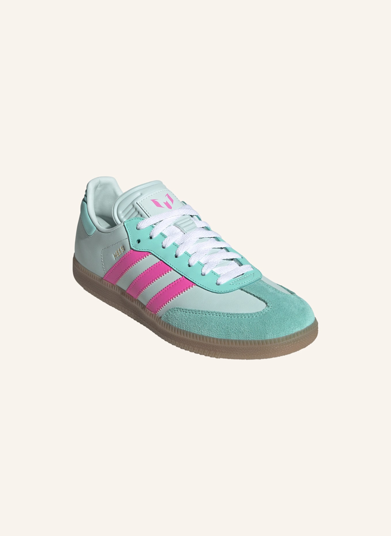 adidas SAMBA MESSI SCHUH: GRÜN/ ROSA/ BEIGE