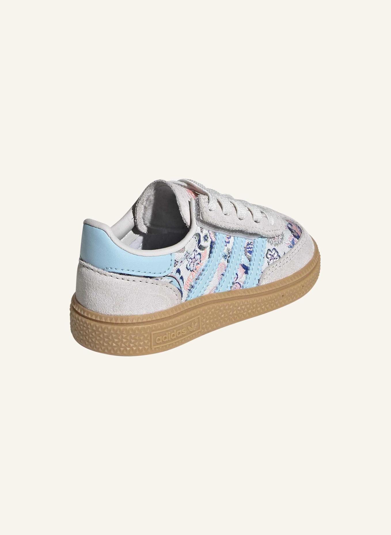 adidas Originals HANDBALL SPEZIAL SCHUH, KOMFORTVERSCHLUSS, ELASTISCHE SCHNÜRSENKEL: WEISS/ BLAU/ BEIGE