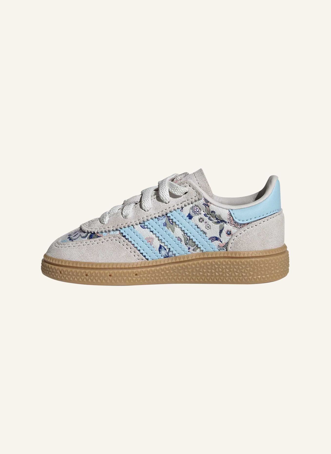 adidas Originals HANDBALL SPEZIAL SCHUH, KOMFORTVERSCHLUSS, ELASTISCHE SCHNÜRSENKEL: WEISS/ BLAU/ BEIGE