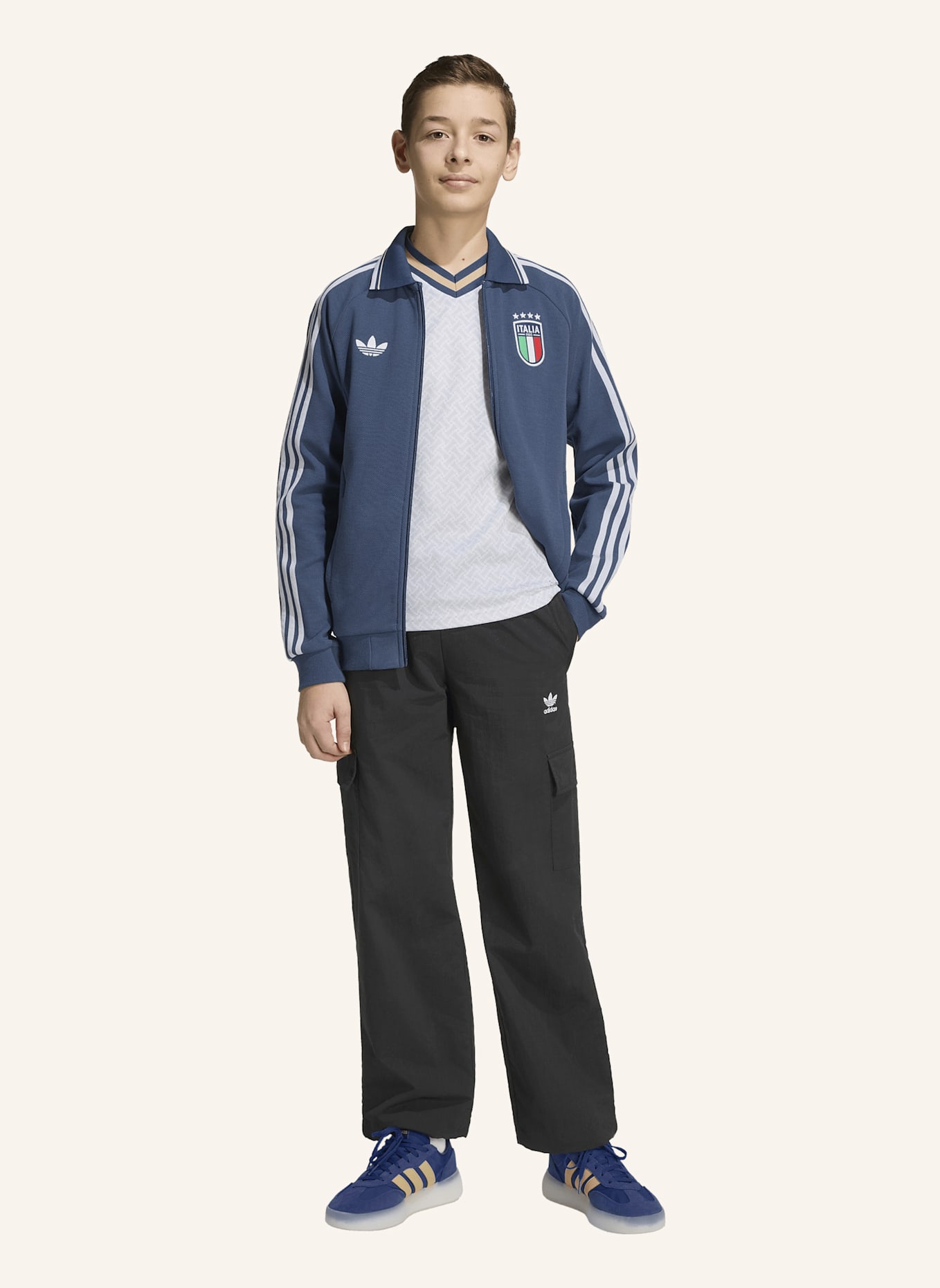 adidas ITALIEN KIDS ANTHEM AUSWÄRTSJACKE: BLAU