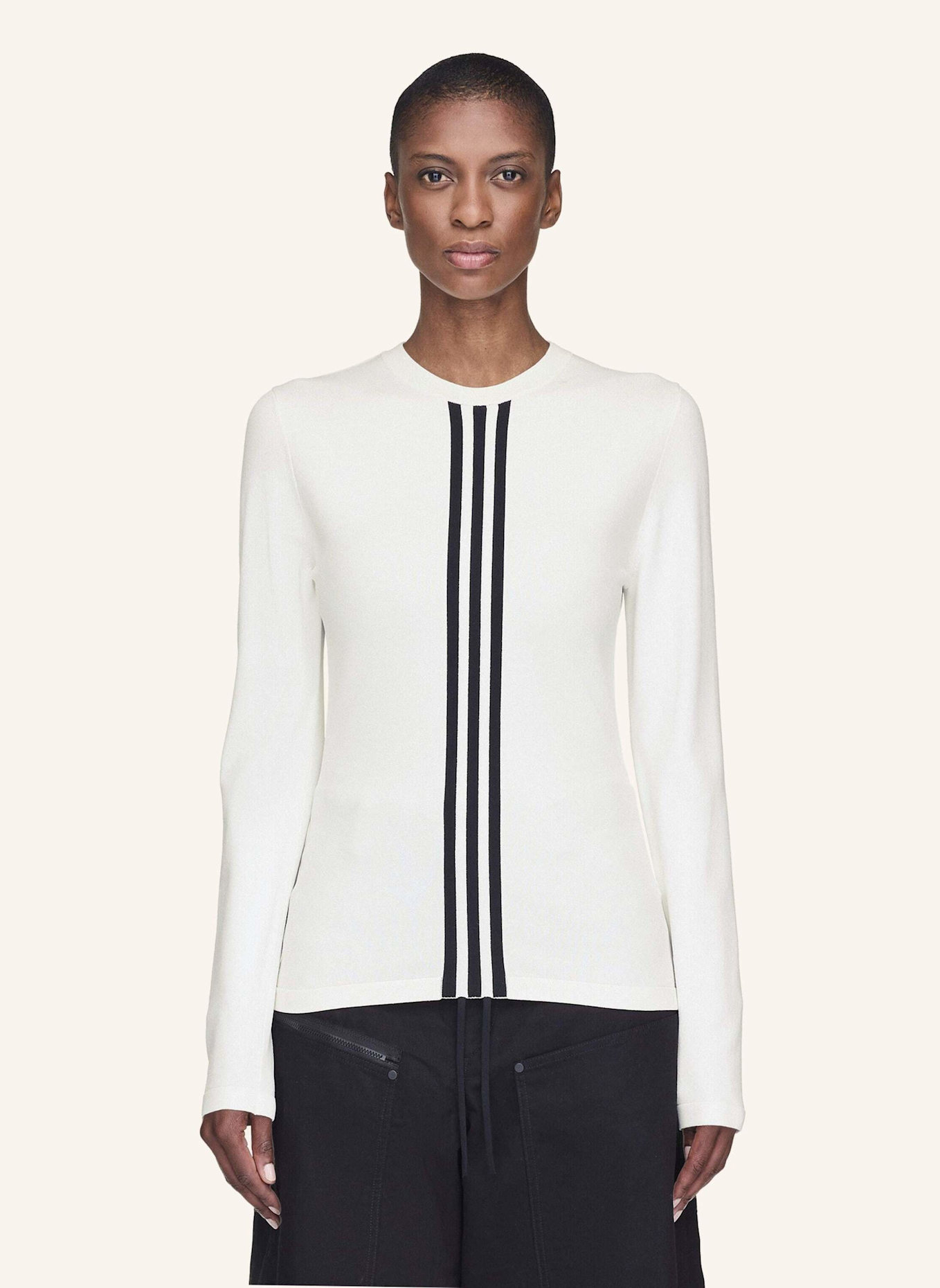 Y-3 Y-3 3-STREIFEN LANGÄRMLIGES SHIRT: SCHWARZ
