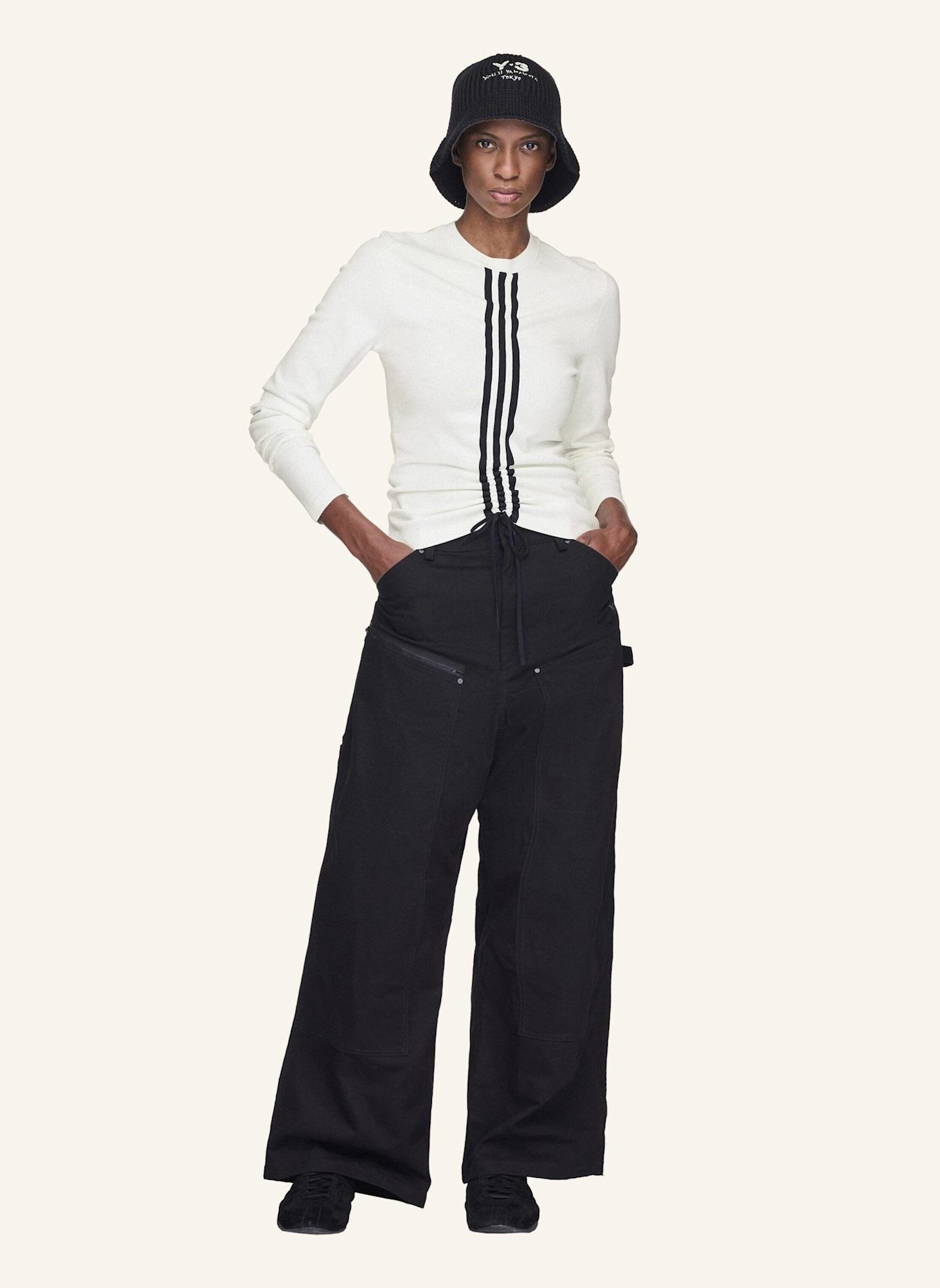 Y-3 Y-3 3-STREIFEN LANGÄRMLIGES SHIRT: SCHWARZ