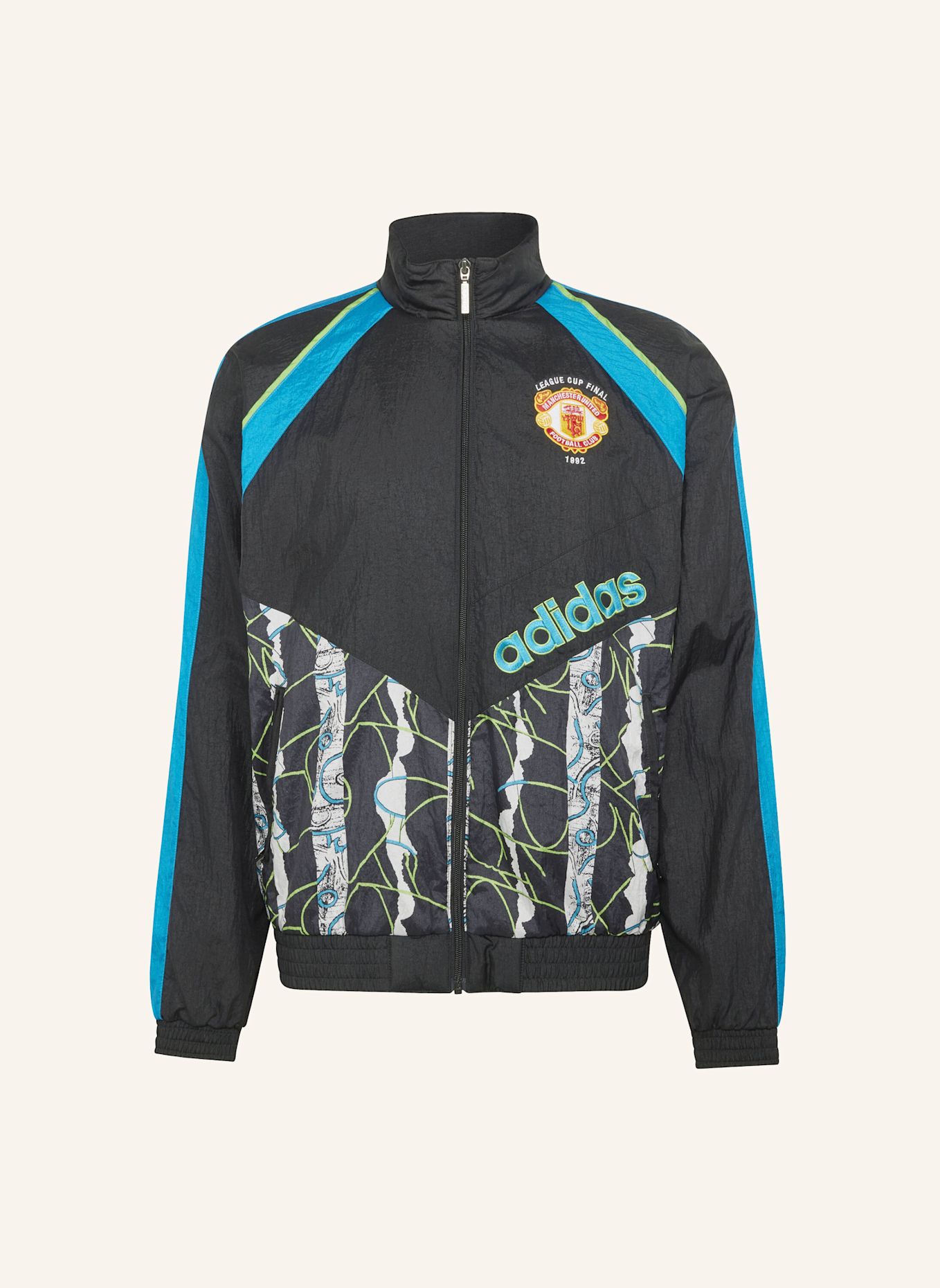 adidas MANCHESTER UNITED JACKE 90, GEWEBT: SCHWARZ