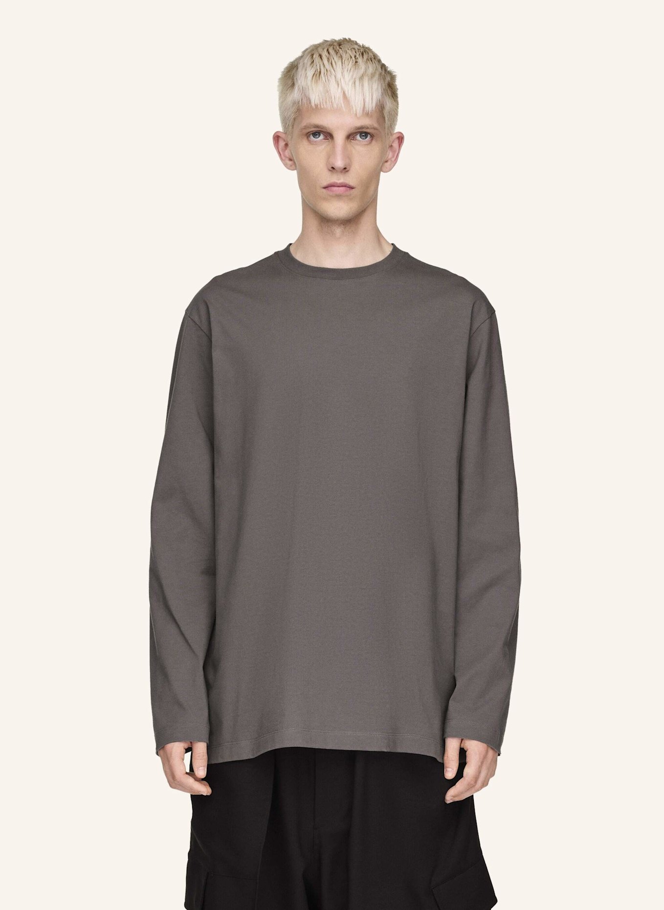 Y-3 Y-3 GRAFIK LANGÄRMLIGES SHIRT: GRAU