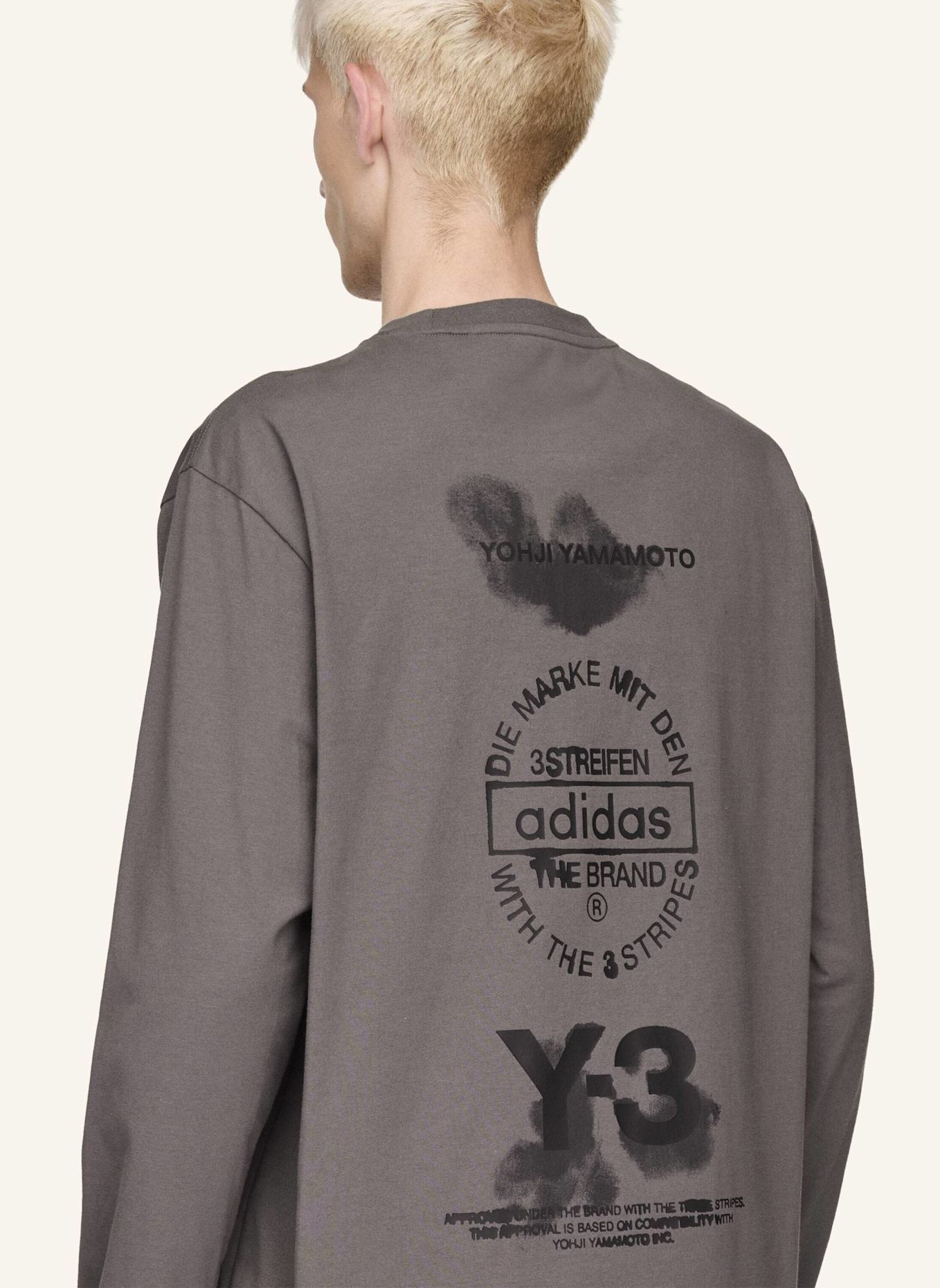 Y-3 Y-3 GRAFIK LANGÄRMLIGES SHIRT: GRAU