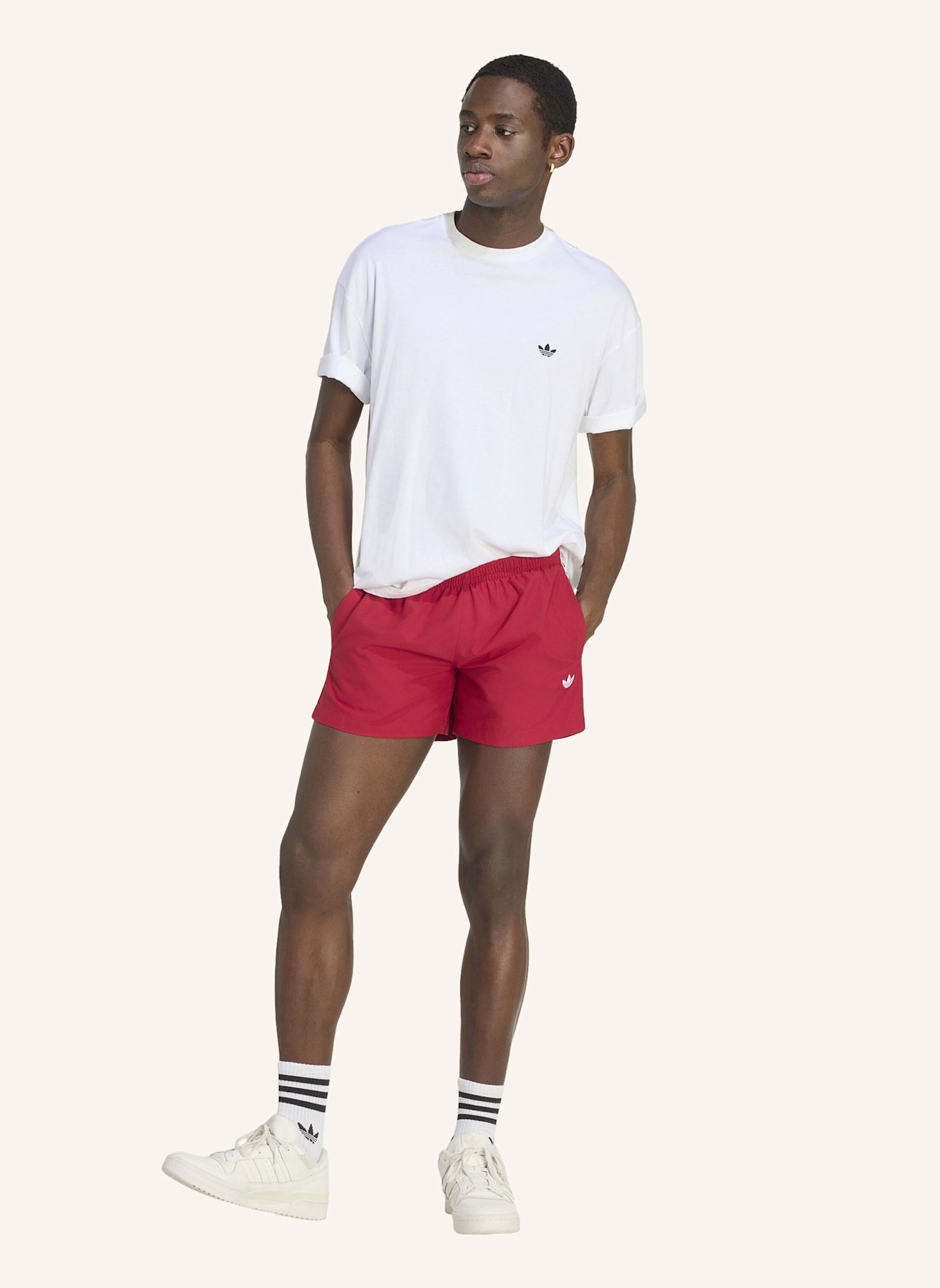 adidas Originals 3-STREIFEN BADESHORTS: ROT