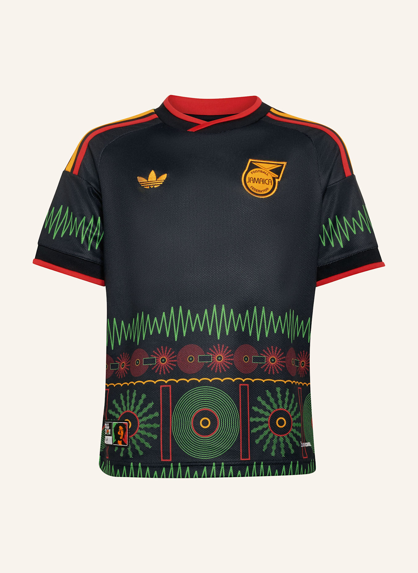 adidas JAMAIKA 26 X BOB MARLEY KIDS AUSWÄRTSTRIKOT: SCHWARZ