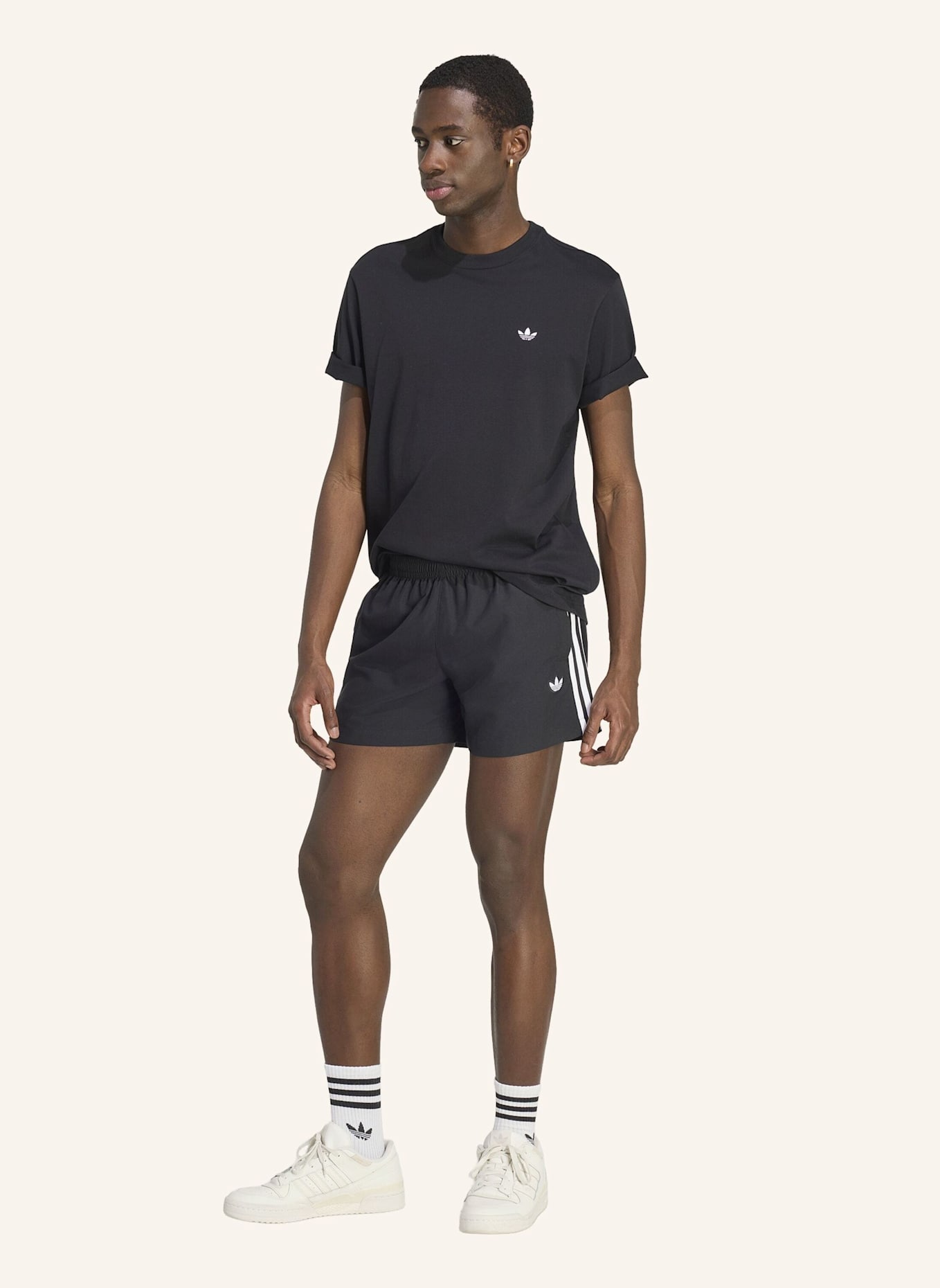 adidas Originals 3-STREIFEN BADESHORTS: SCHWARZ