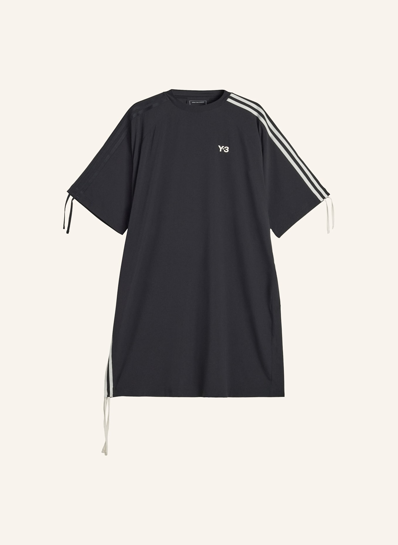 Y-3 Y-3 CINCH 3-STREIFEN OVERSIZED T-SHIRT-KLEID: SCHWARZ
