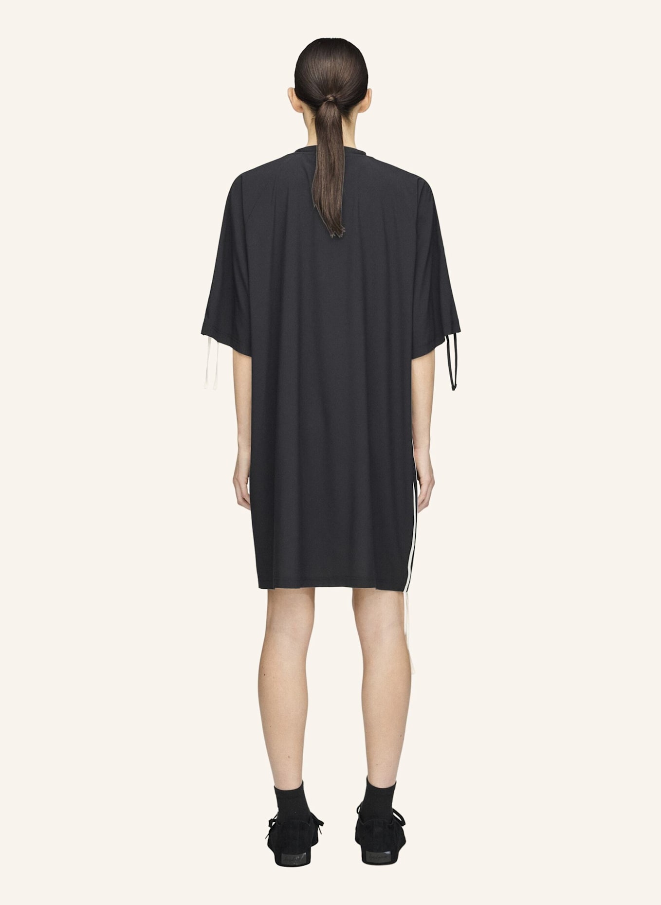 Y-3 Y-3 CINCH 3-STREIFEN OVERSIZED T-SHIRT-KLEID: SCHWARZ