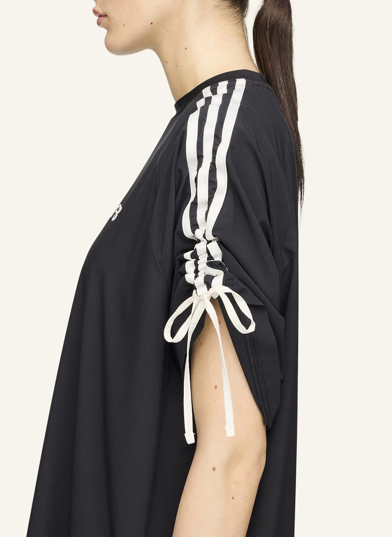 Y-3 Y-3 CINCH 3-STREIFEN OVERSIZED T-SHIRT-KLEID: SCHWARZ