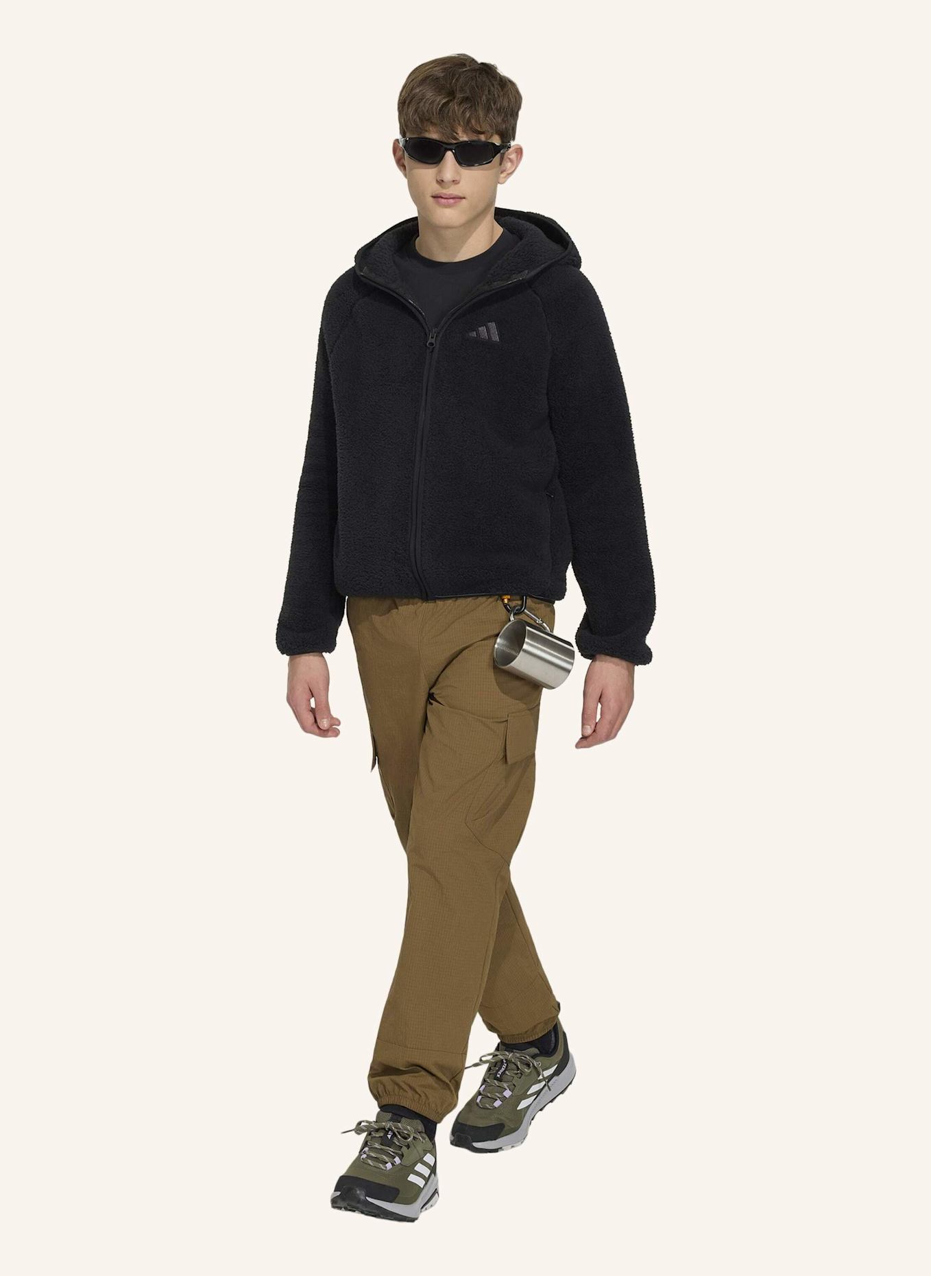 adidas TERREX TERREX XPLORIC KIDS FLEECEJACKE, KAPUZE, DURCHGEHENDER REISSVERSCHLUSS: SCHWARZ