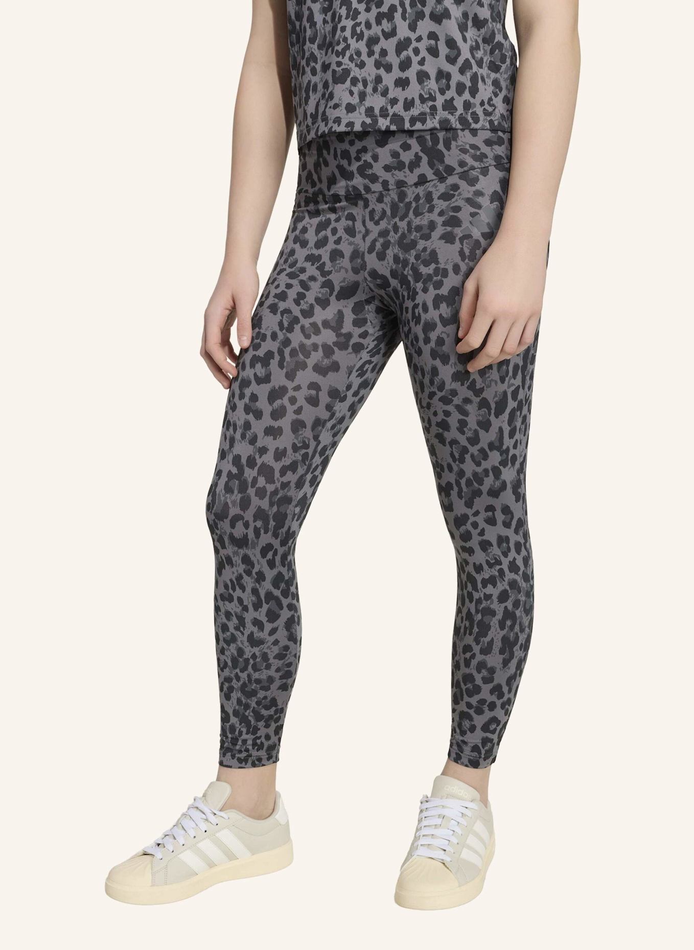 adidas SPORTLEGGINGS MIT ANIMALPRINT: GRAU/ SCHWARZ