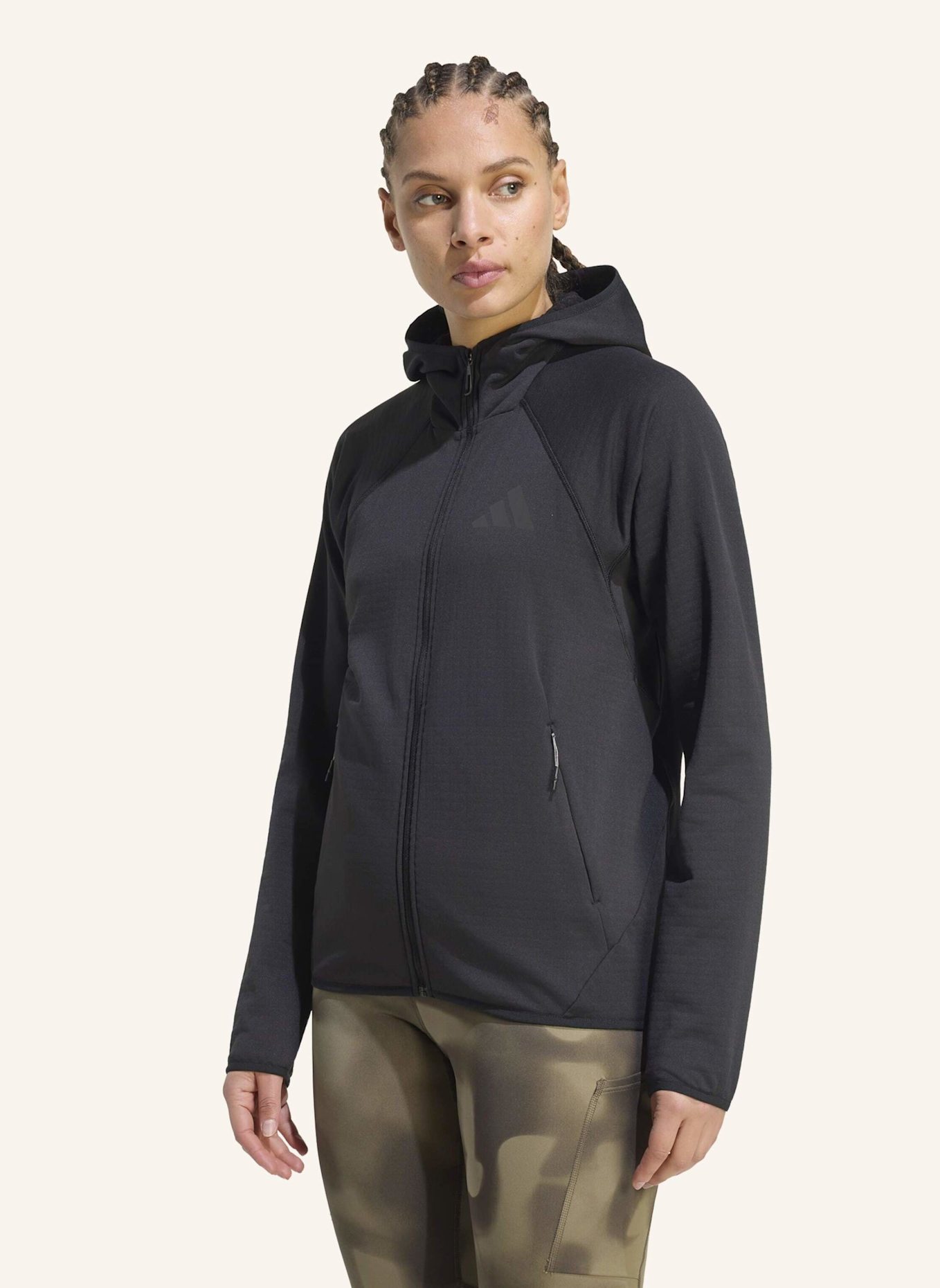 adidas TERREX TERREX XPERIOR CLIMAWARM+ VENTKNIT FLEECE-KAPUZENJACKE: SCHWARZ