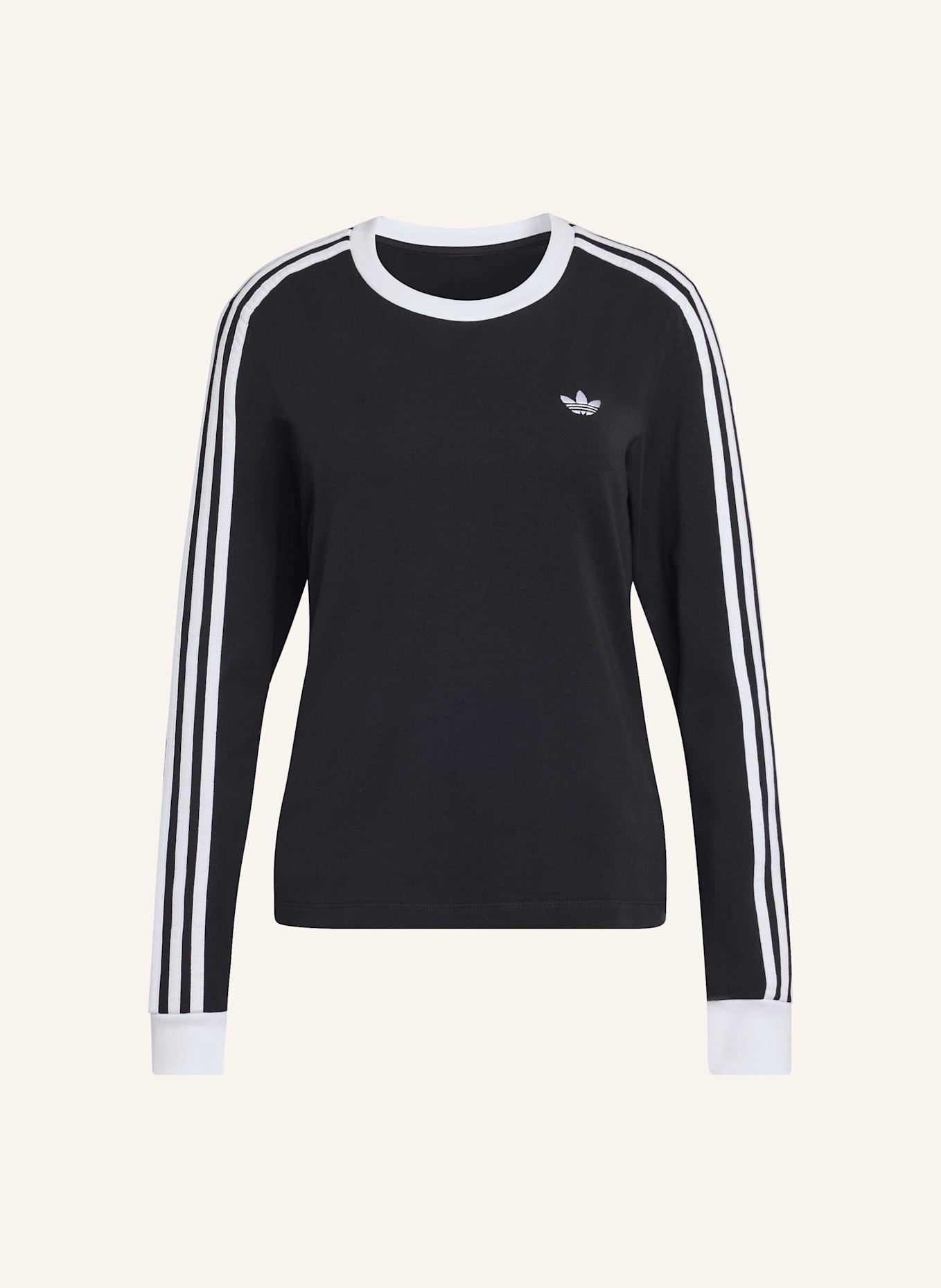 adidas Originals 3-STREIFEN LANGÄRMLIGES SHIRT, SCHMAL GESCHNITTEN: SCHWARZ/ WEISS