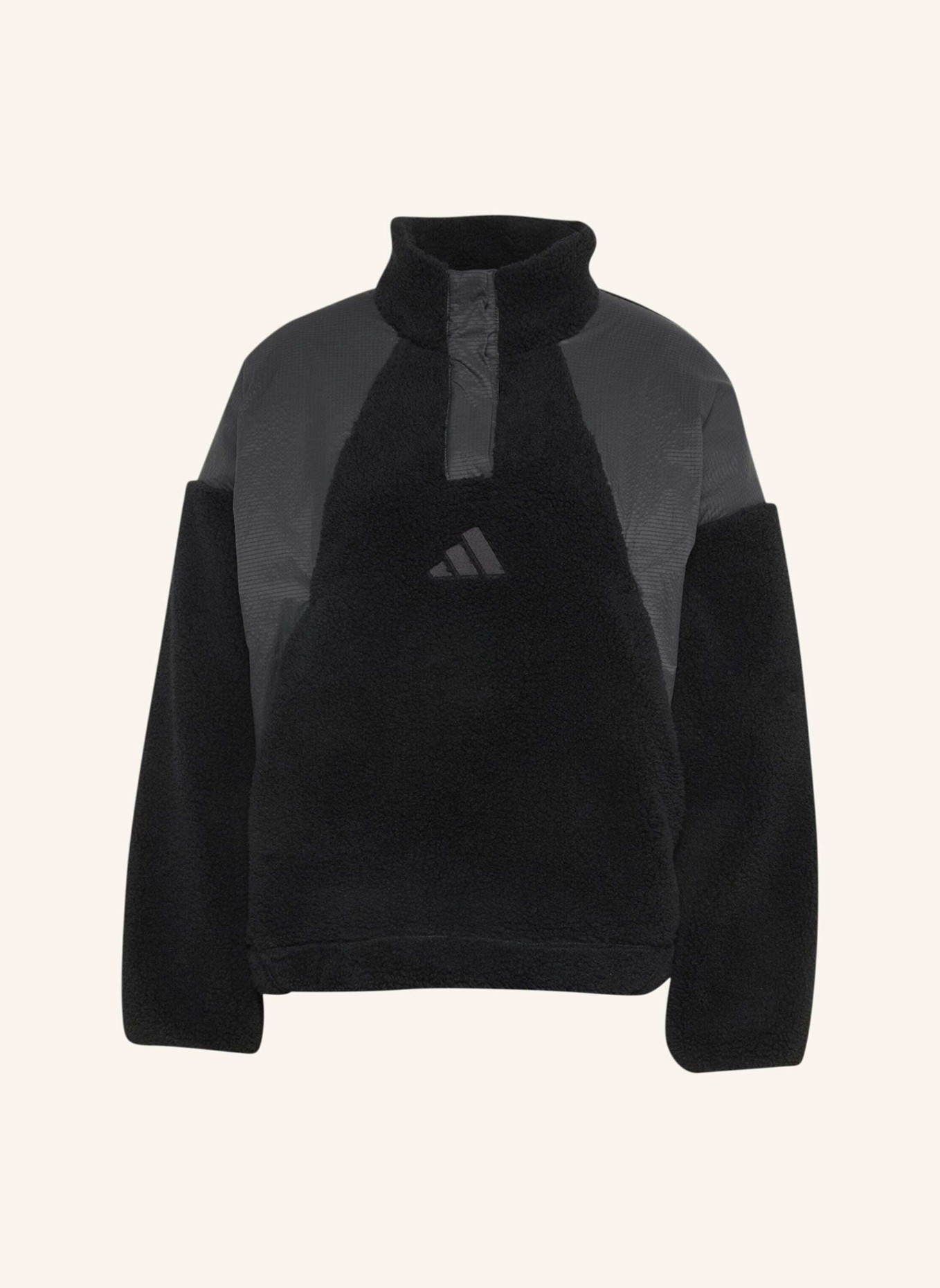 adidas TERREX TERREX XPLORIC CLIMAWARM PULLOVER, FLAUSCHIGES MATERIAL, DRUCKKNOPFKRAGEN: SCHWARZ