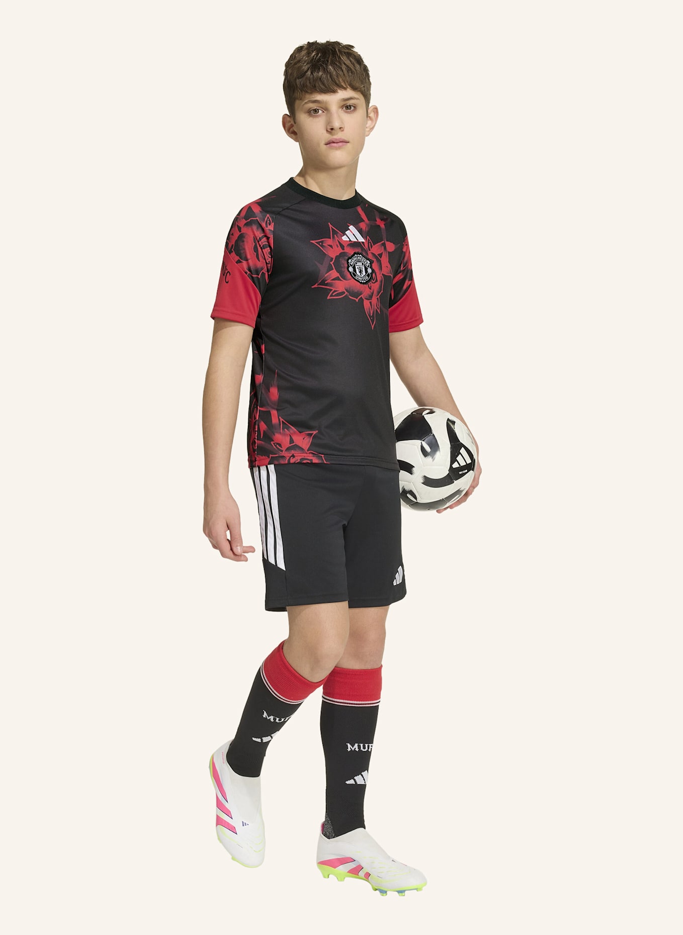 adidas MANCHESTER UNITED 26/27 KIDS PRE-MATCH TRIKOT: SCHWARZ