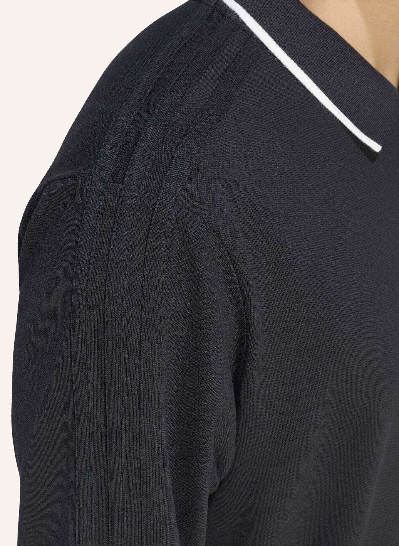 adidas Originals 3-STREIFEN POLOSHIRT, LANGÄRMELIG, GERIPPT: SCHWARZ