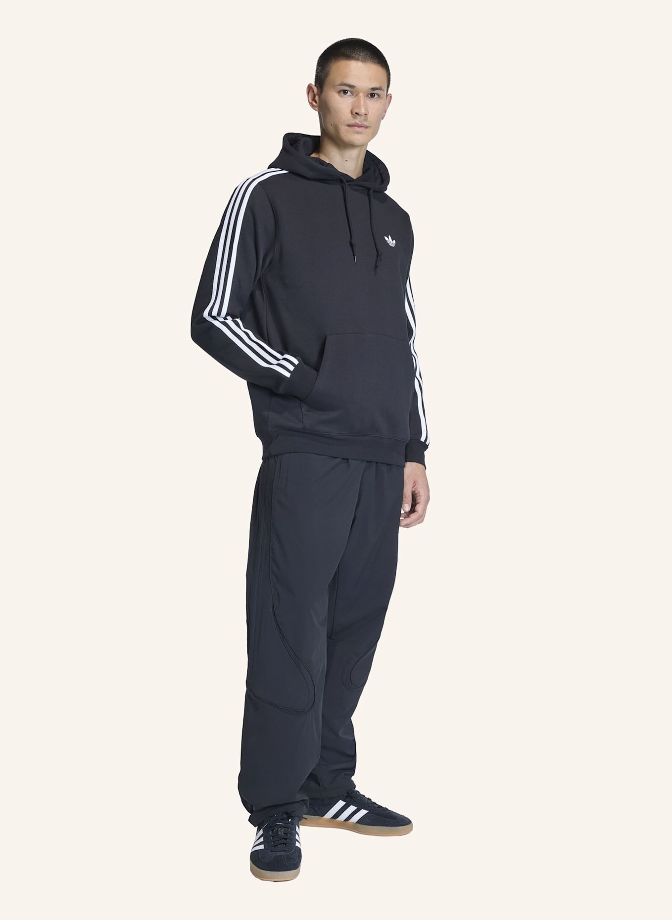 adidas Originals 3-STREIFEN-HOODIE: SCHWARZ