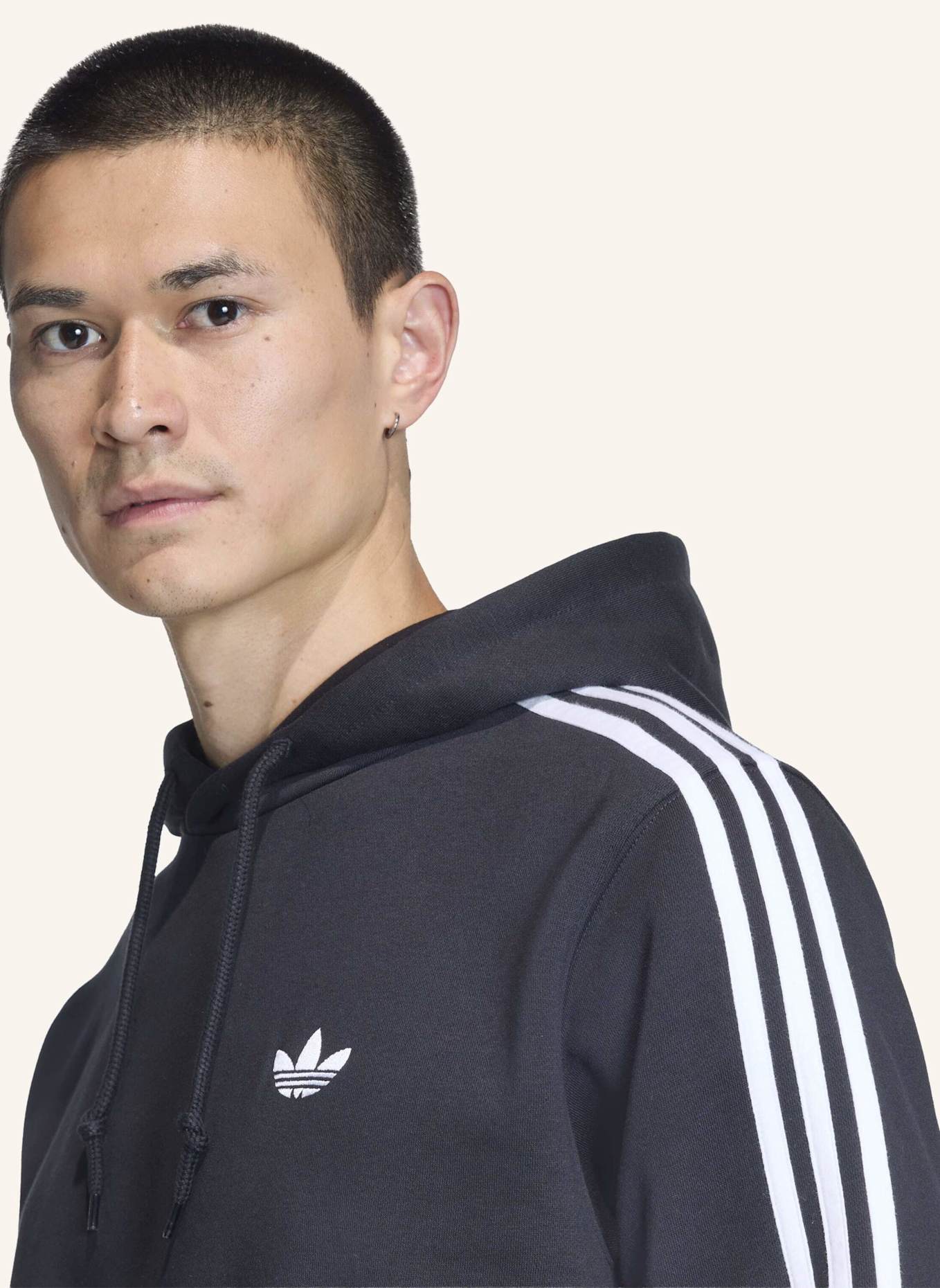 adidas Originals 3-STREIFEN-HOODIE: SCHWARZ