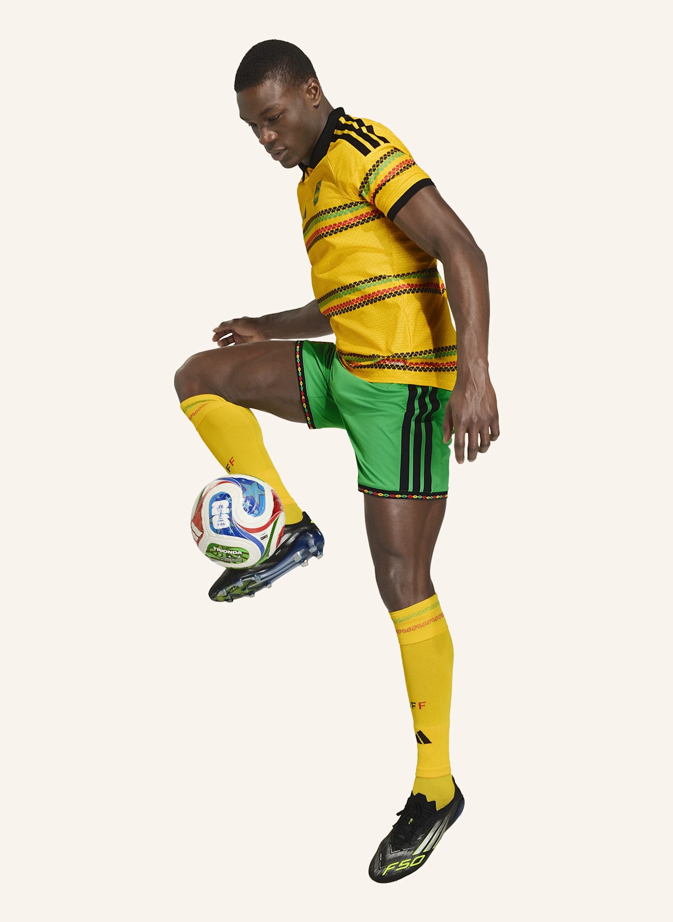 adidas JAMAIKA 26 X BOB MARLEY AUTHENTIC HEIMTRIKOT: GOLD