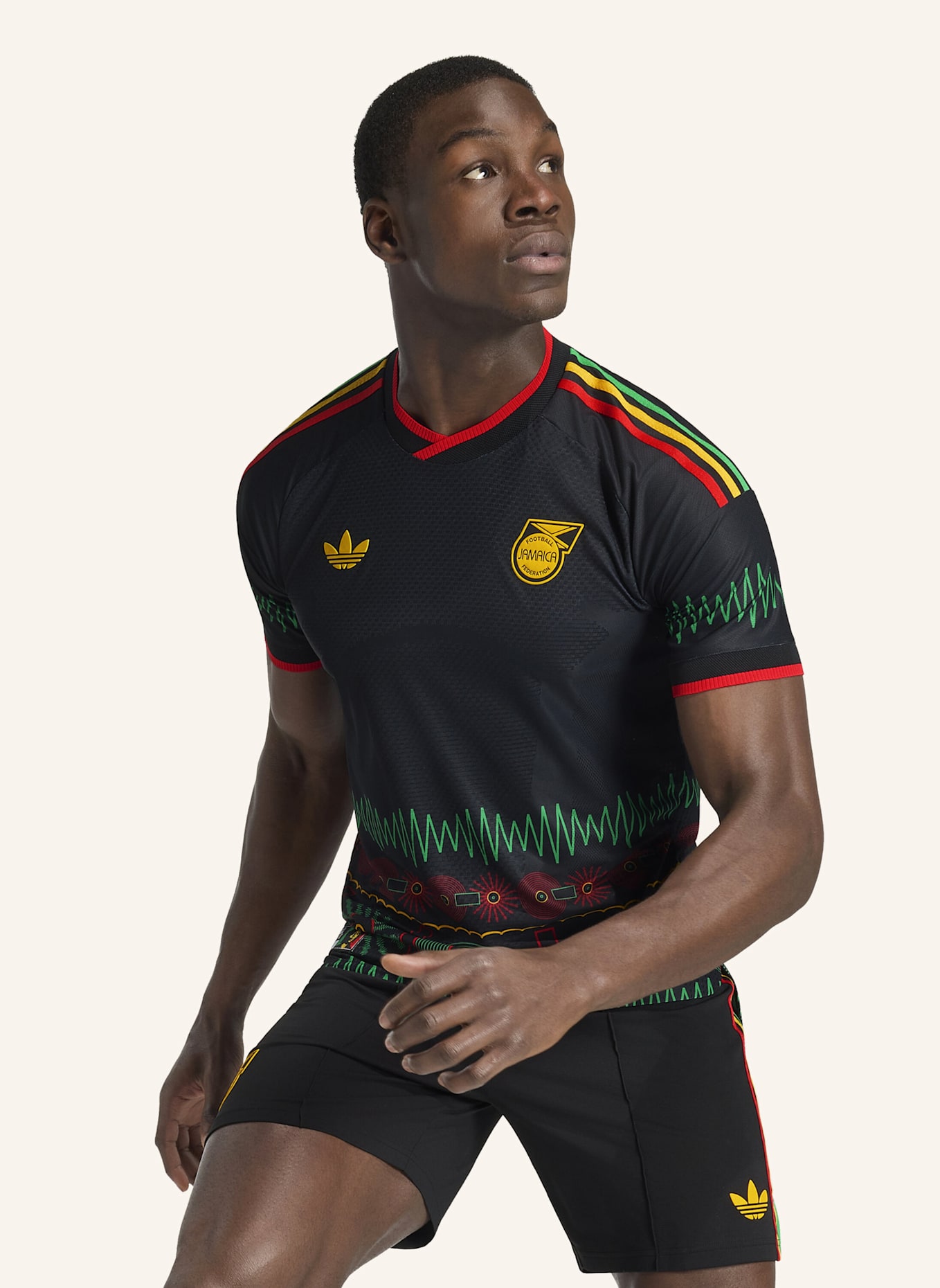 adidas JAMAIKA 26 X BOB MARLEY AUTHENTIC AUSWÄRTSTRIKOT: SCHWARZ