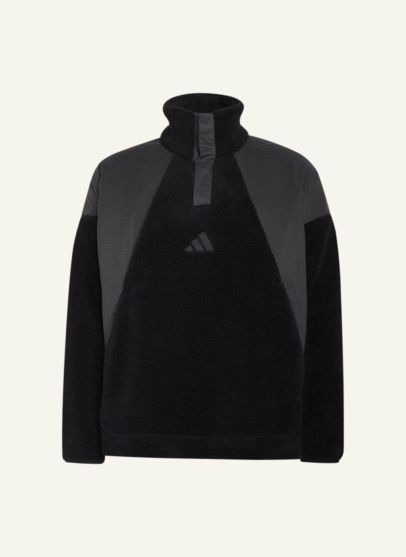 adidas TERREX TERREX XPLORIC CLIMAWARM PULLOVER, FLAUSCHIGES MATERIAL, DRUCKKNOPFVERSCHLUSS: SCHWARZ