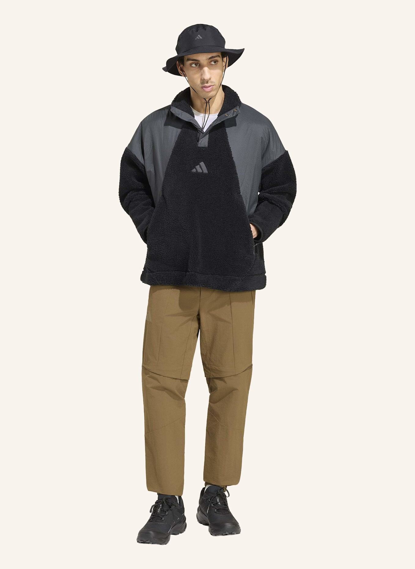 adidas TERREX TERREX XPLORIC CLIMAWARM PULLOVER, FLAUSCHIGES MATERIAL, DRUCKKNOPFVERSCHLUSS: SCHWARZ