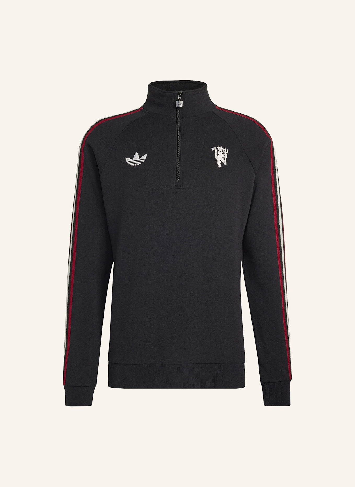 adidas MANCHESTER UNITED ORIGINALS HALF ZIP OBERTEIL: SCHWARZ