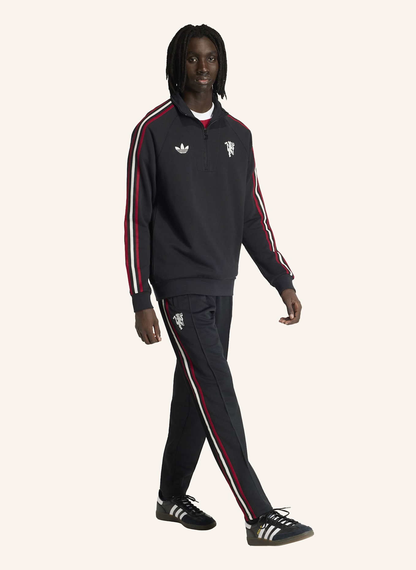 adidas MANCHESTER UNITED ORIGINALS HALF ZIP OBERTEIL: SCHWARZ