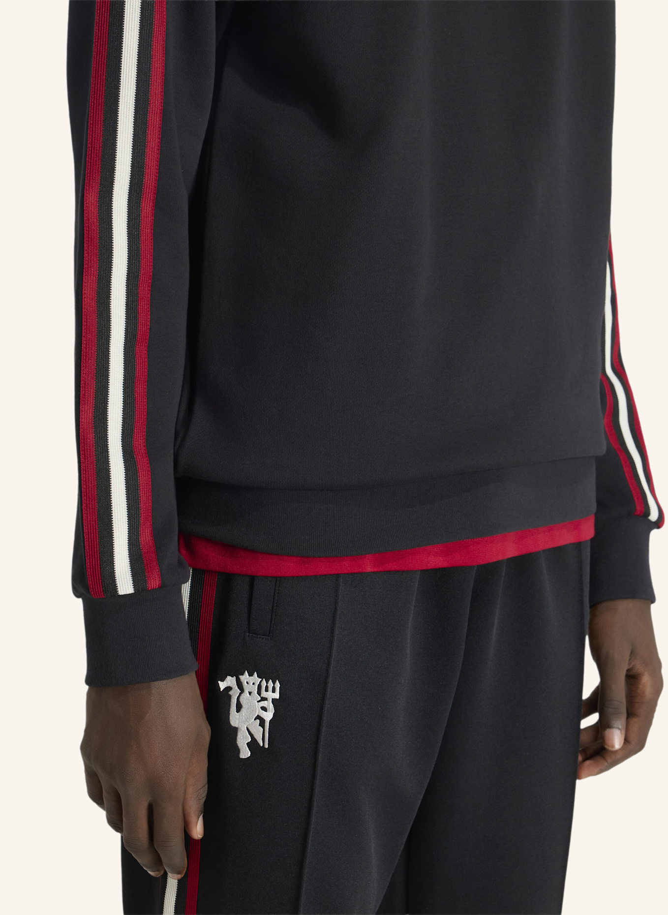 adidas MANCHESTER UNITED ORIGINALS HALF ZIP OBERTEIL: SCHWARZ