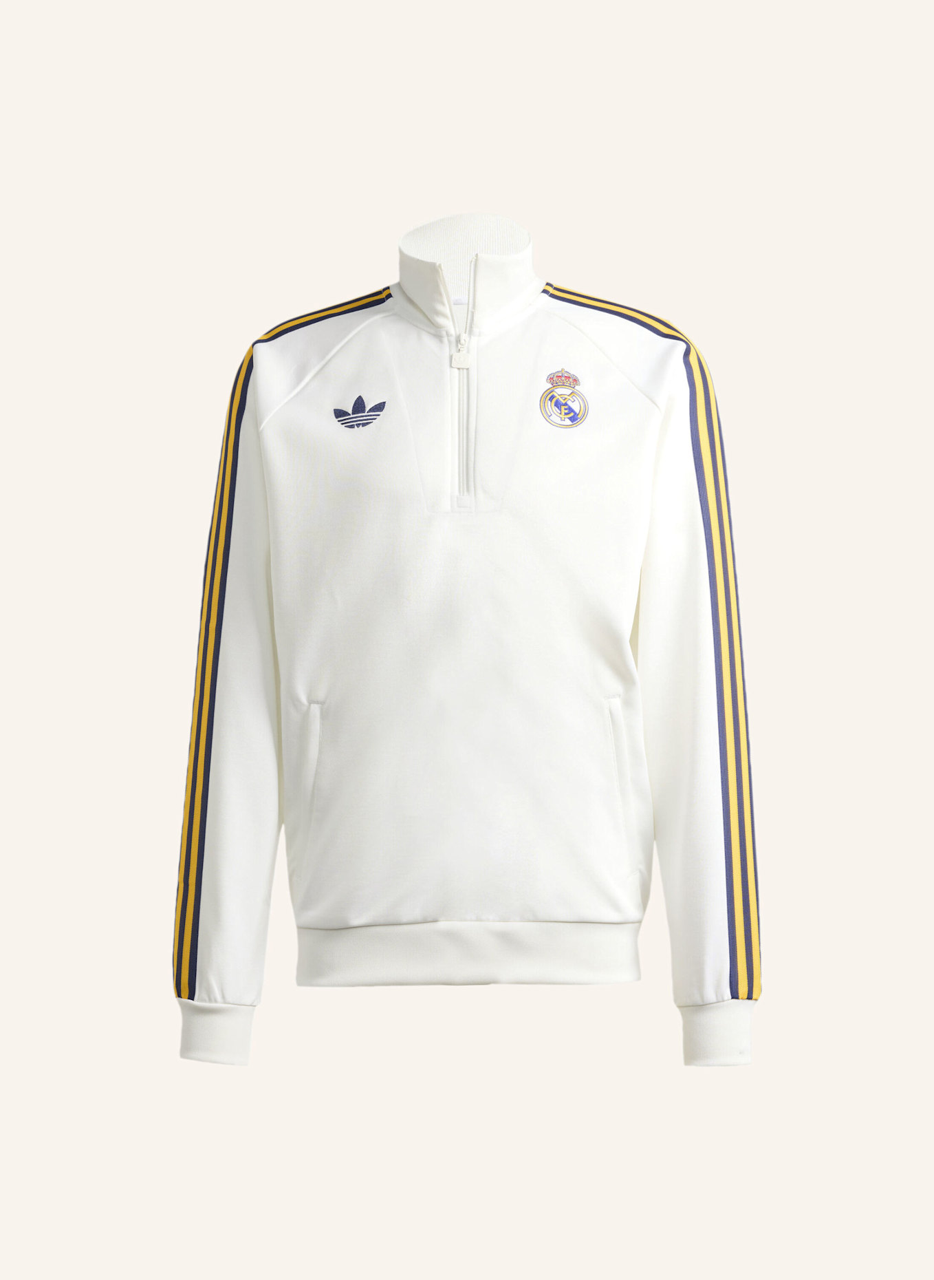 adidas REAL MADRID ORIGINALS HALF ZIP OBERTEIL: WEISS