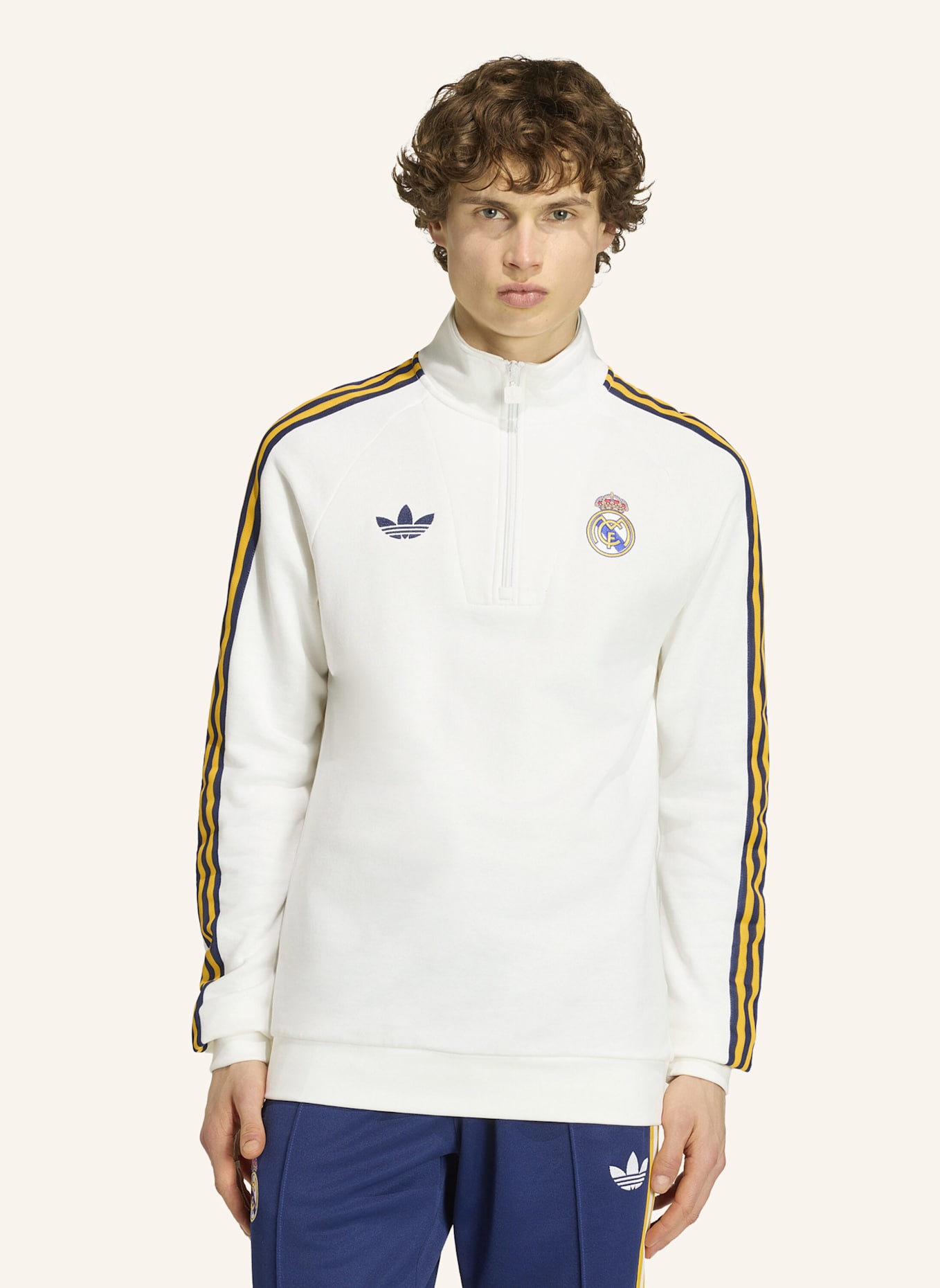 adidas REAL MADRID ORIGINALS HALF ZIP OBERTEIL: WEISS