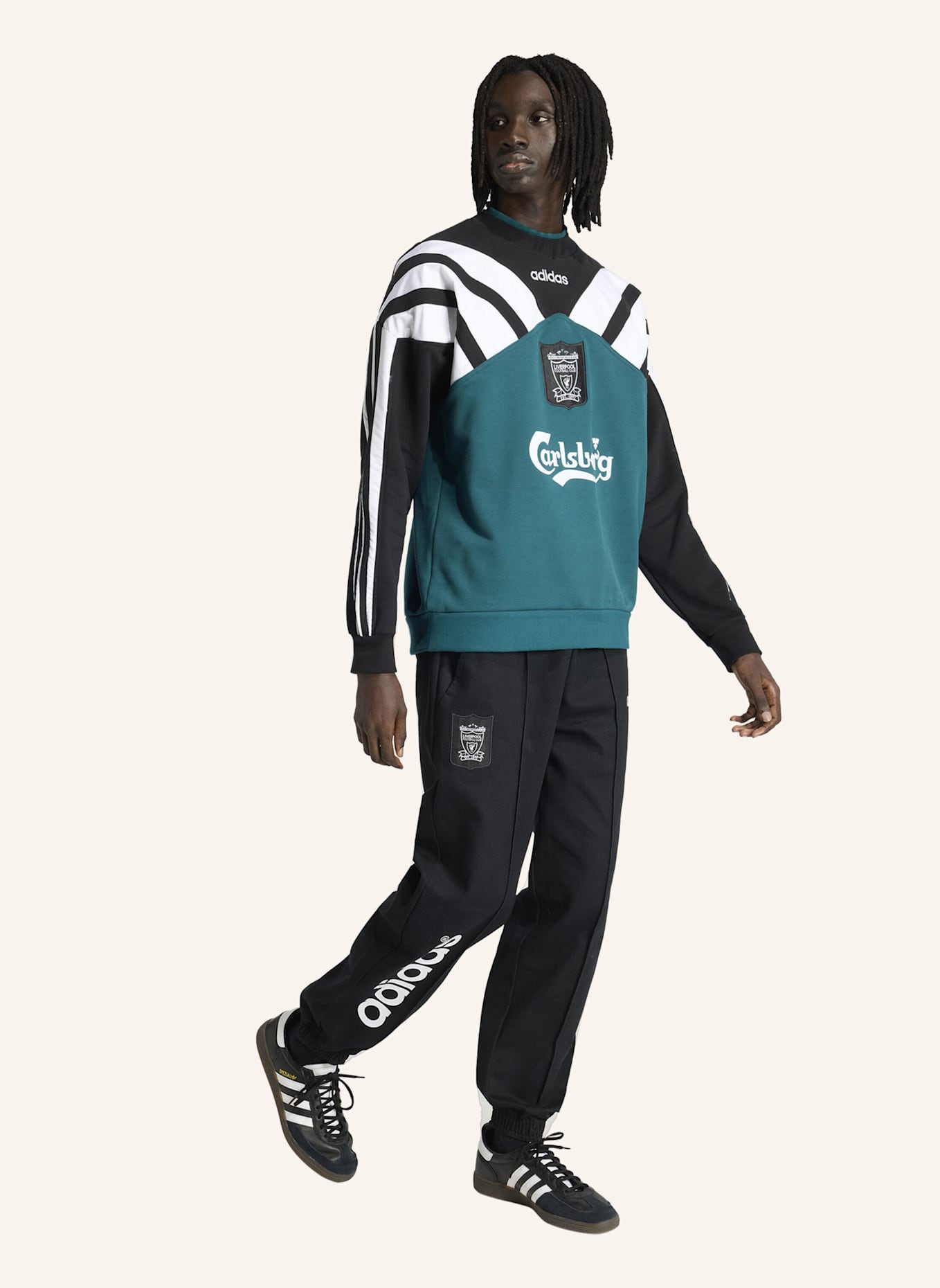 adidas LIVERPOOL FC 95 RUNDHALS-SWEATSHIRT: GRÜN/ SCHWARZ