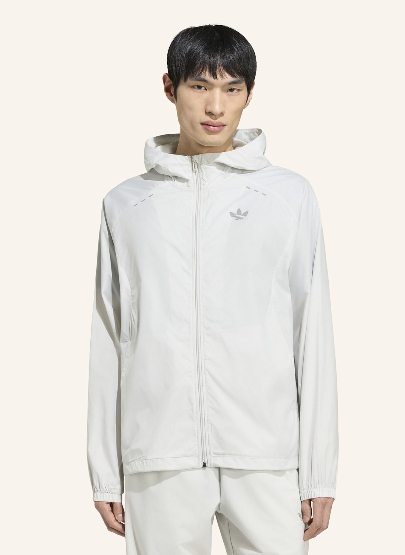 adidas Originals TECH TREFOIL ESSENTIALS ORIGINALS JACKE, KAPUZE, DURCHGEHENDER REISSVERSCHLUSS: GRAU