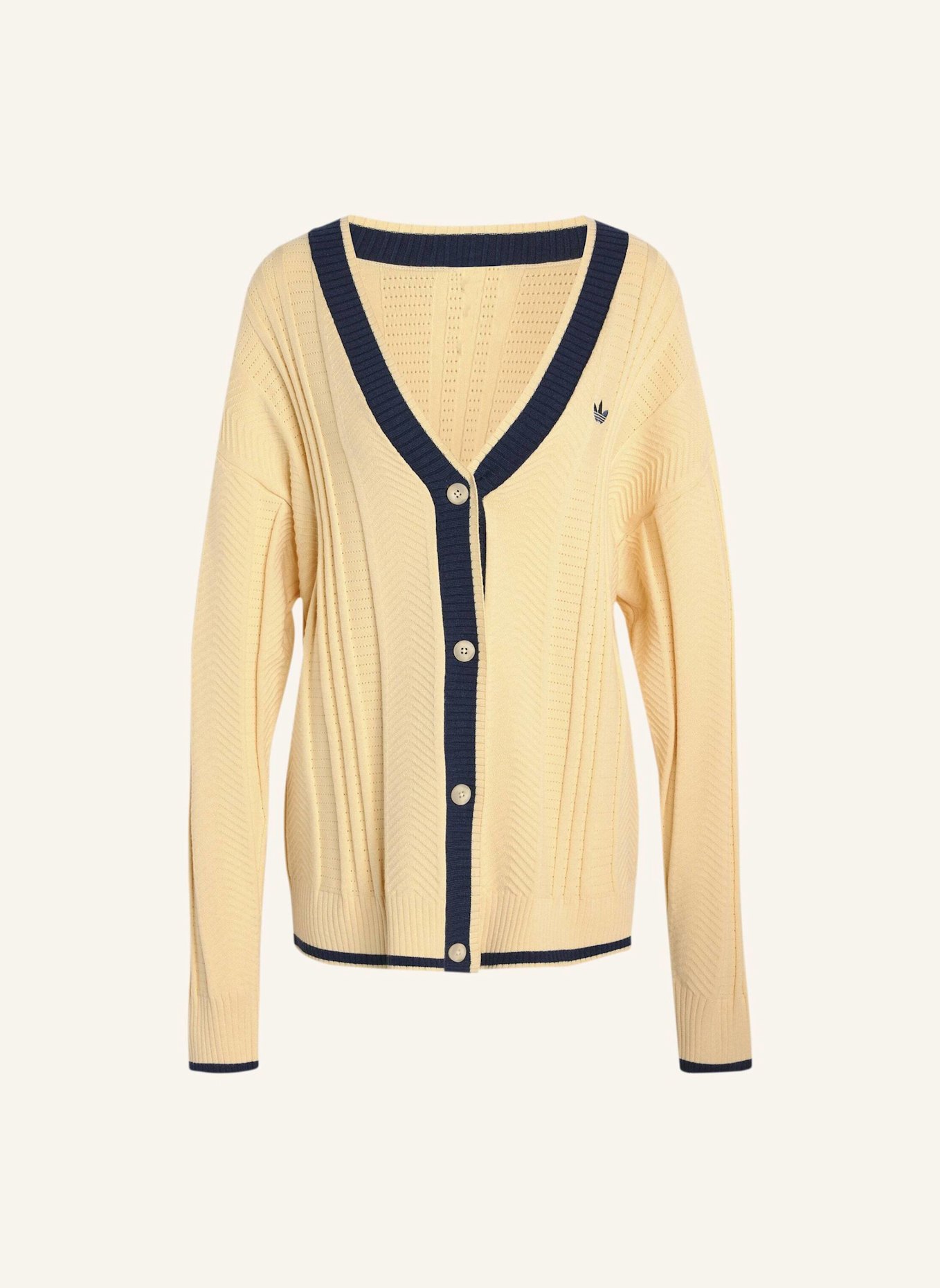 adidas Originals ZOPFMUSTER-STRICKJACKE: CREME